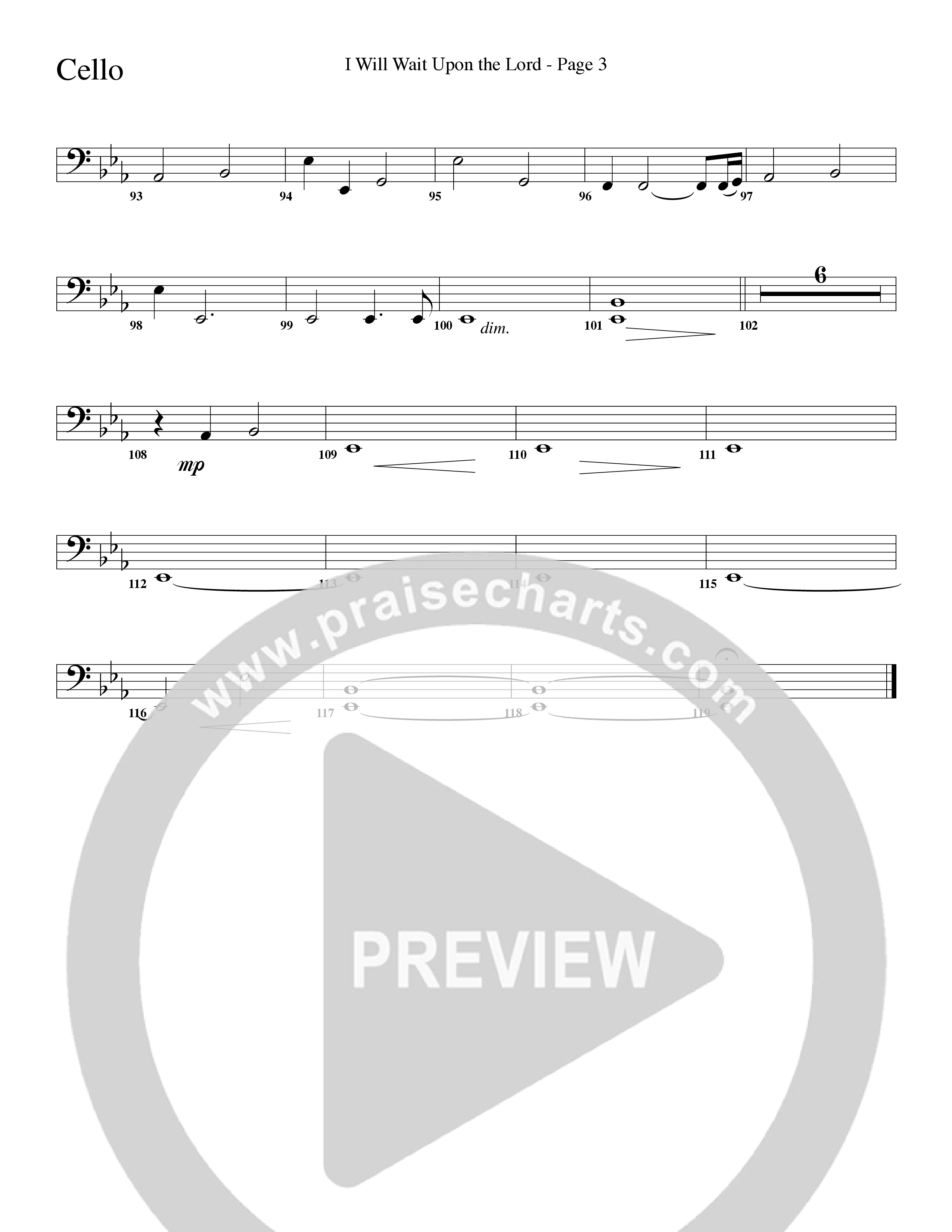 I Will Wait Upon The Lord (Choral Anthem SATB) Cello (Word Music Choral / Arr. Camp Kirkland)