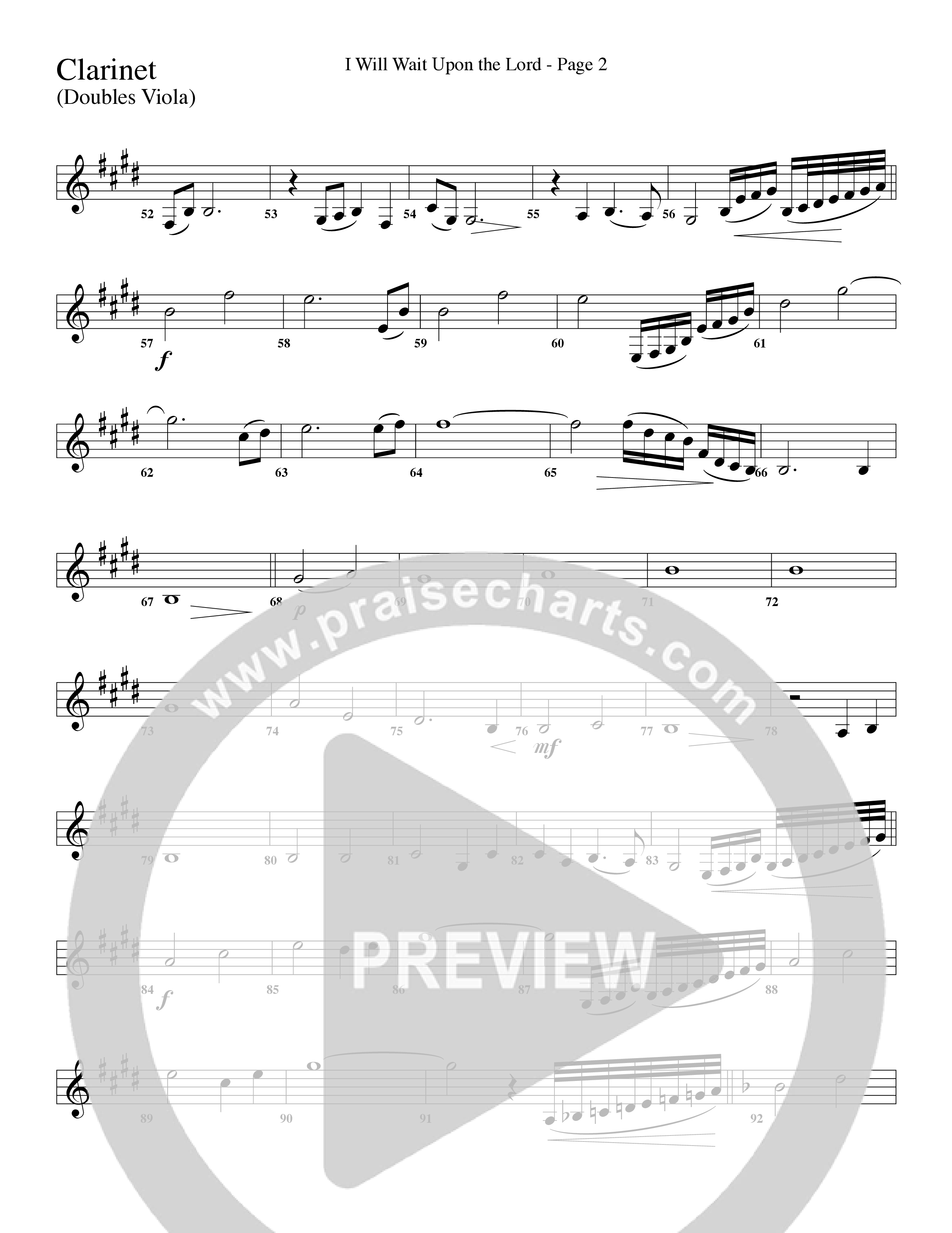 I Will Wait Upon The Lord (Choral Anthem SATB) Clarinet 3 (Word Music Choral / Arr. Camp Kirkland)