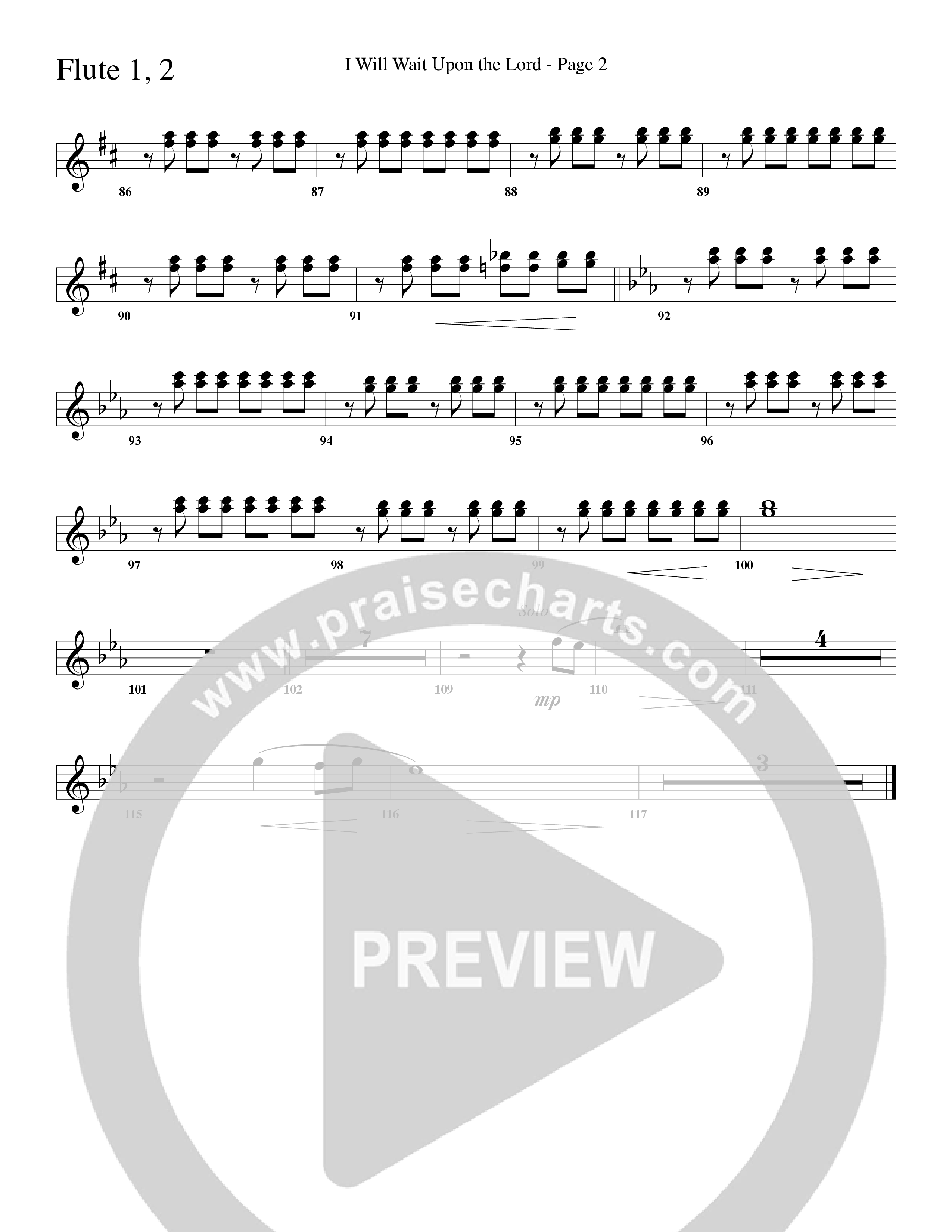 I Will Wait Upon The Lord (Choral Anthem SATB) Flute 1/2 (Word Music Choral / Arr. Camp Kirkland)