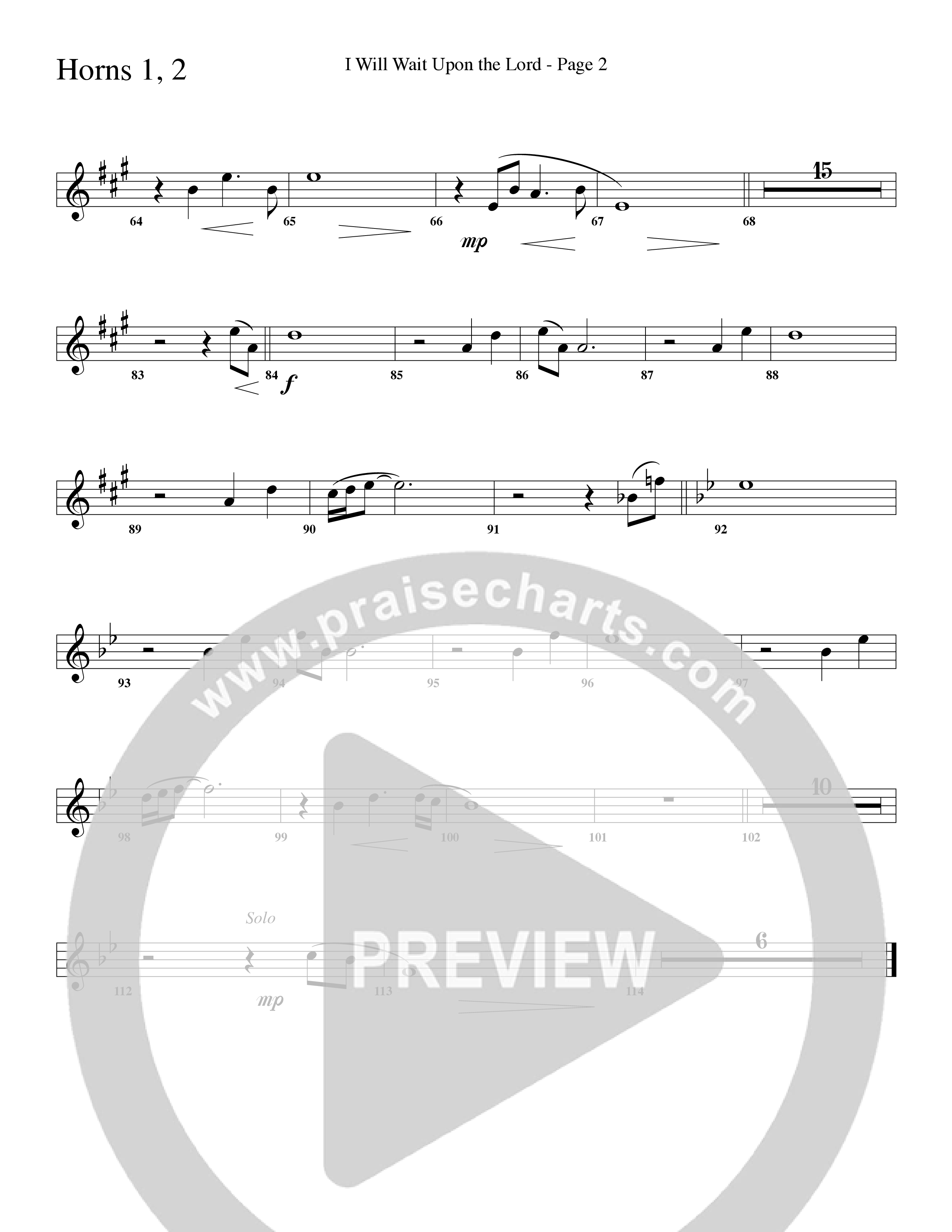 I Will Wait Upon The Lord (Choral Anthem SATB) French Horn 1/2 (Word Music Choral / Arr. Camp Kirkland)