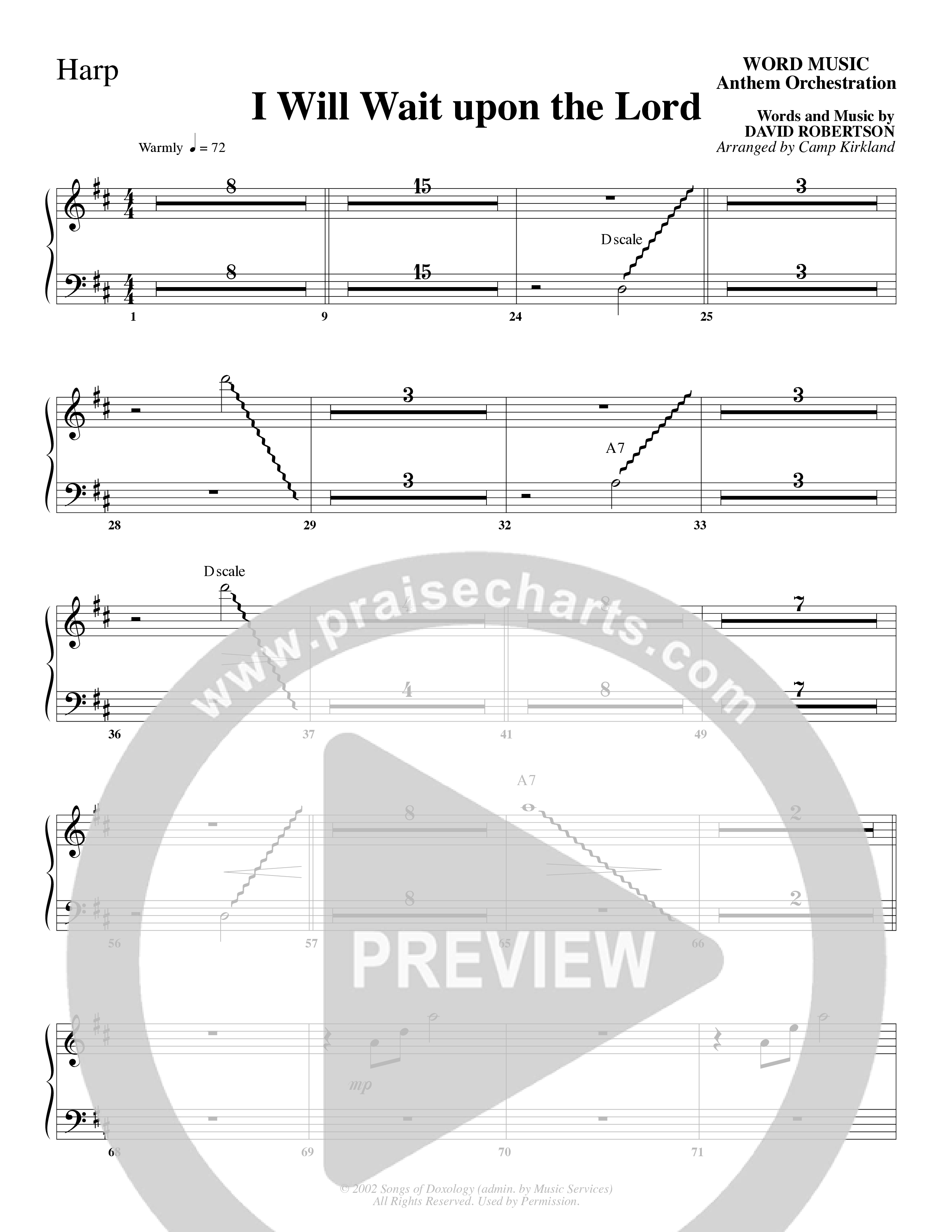 I Will Wait Upon The Lord (Choral Anthem SATB) Harp (Word Music Choral / Arr. Camp Kirkland)