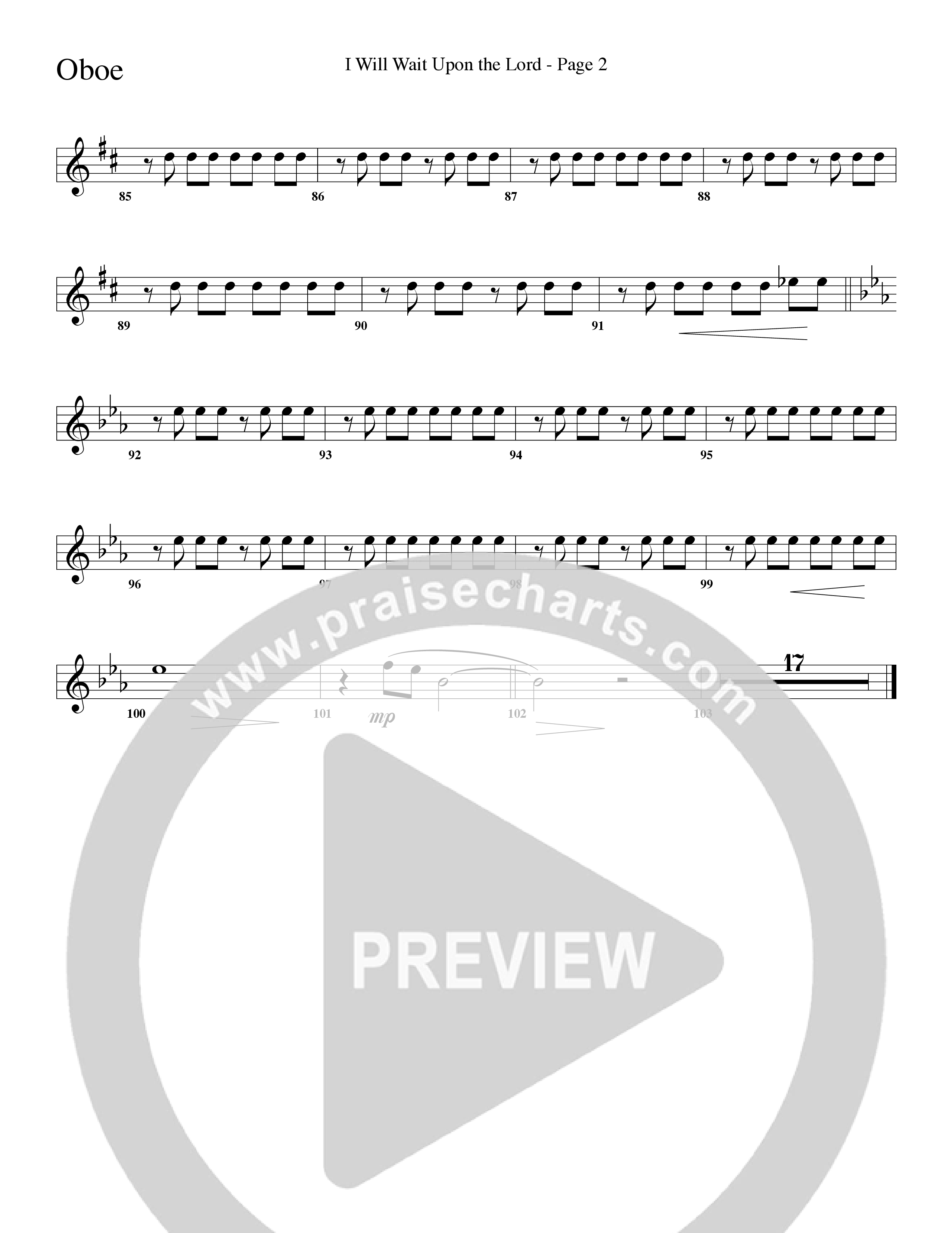 I Will Wait Upon The Lord (Choral Anthem SATB) Oboe (Word Music Choral / Arr. Camp Kirkland)