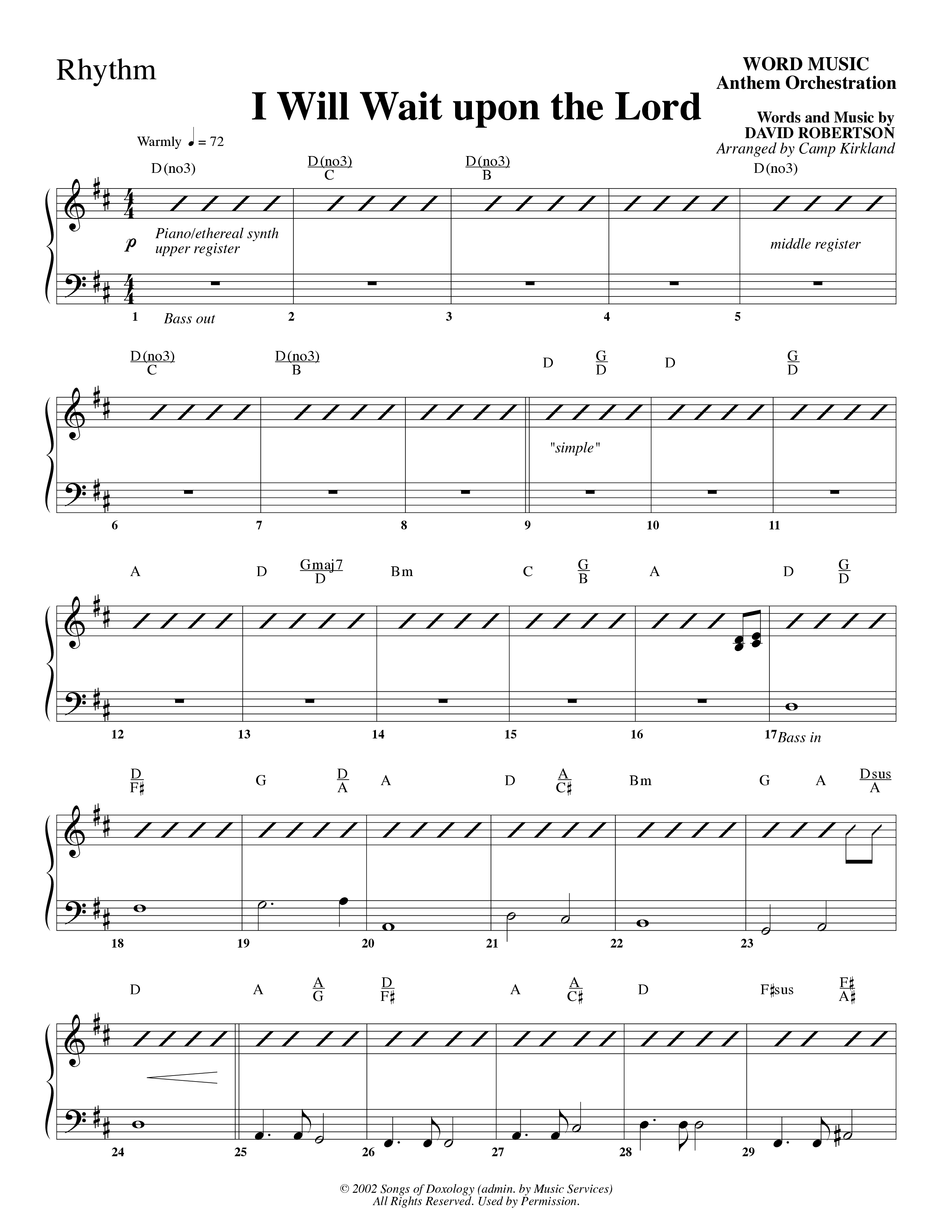 I Will Wait Upon The Lord (Choral Anthem SATB) Rhythm Chart (Word Music Choral / Arr. Camp Kirkland)