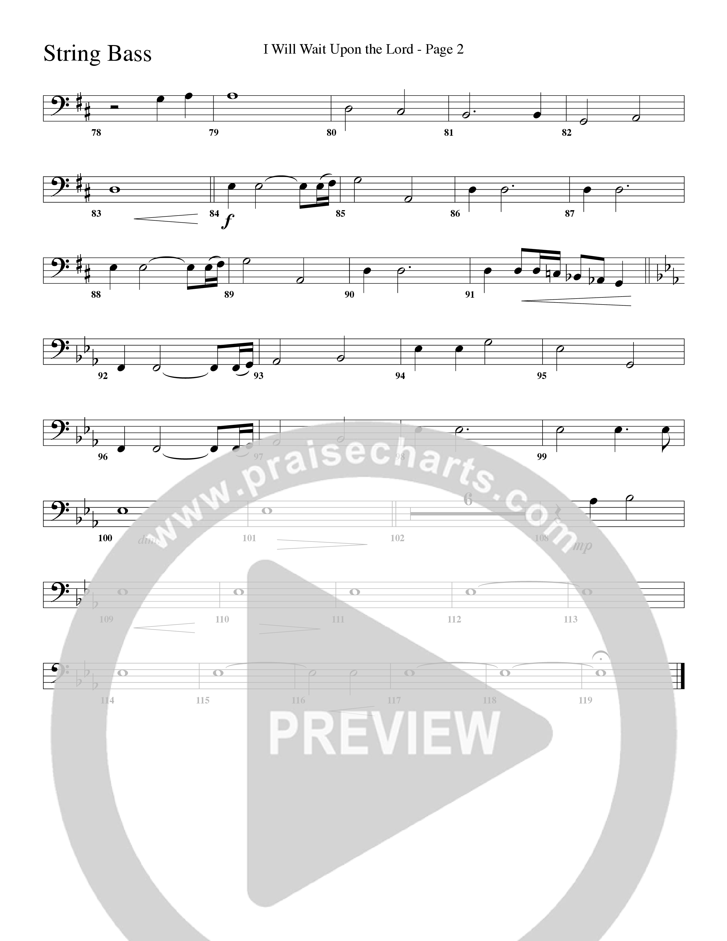 I Will Wait Upon The Lord (Choral Anthem SATB) String Bass (Word Music Choral / Arr. Camp Kirkland)