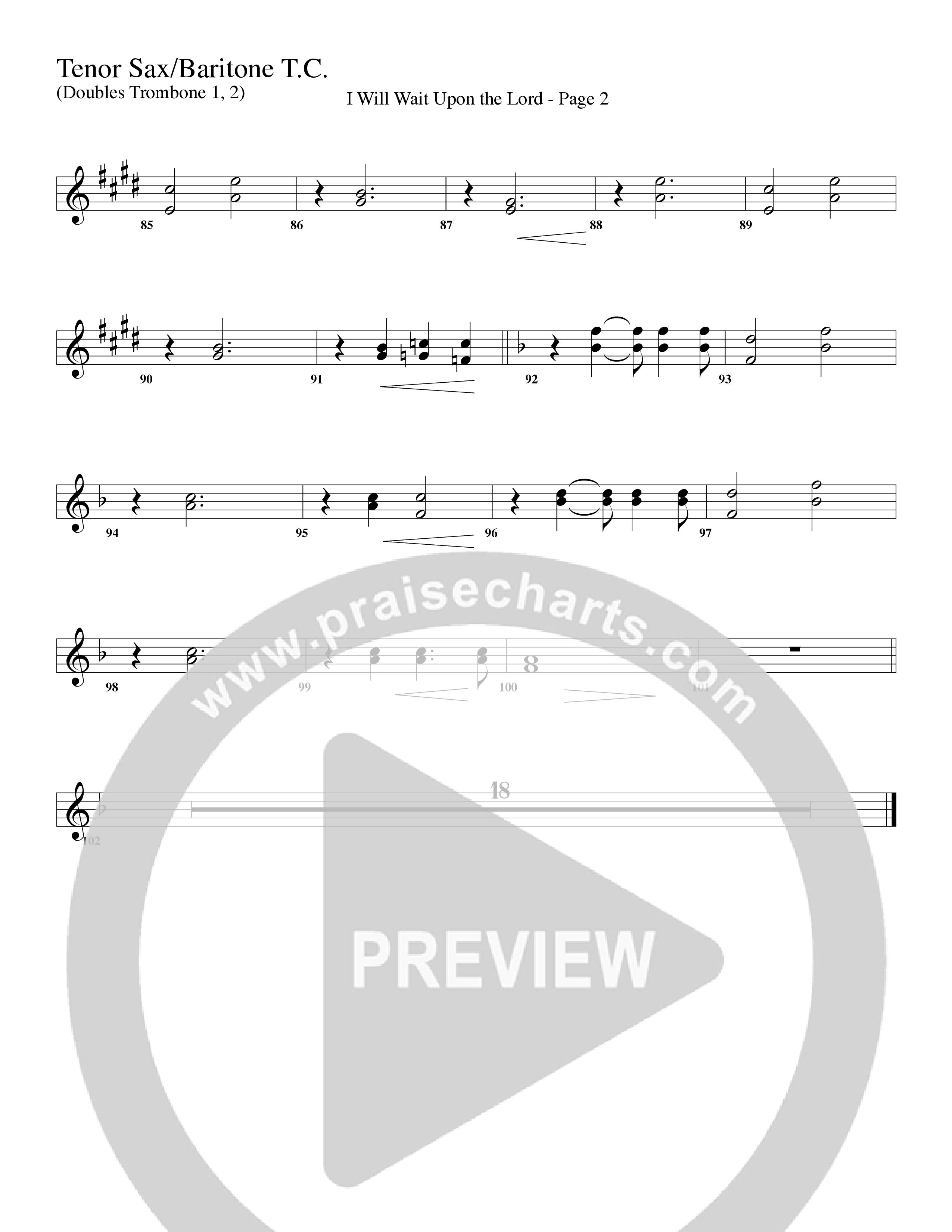 I Will Wait Upon The Lord (Choral Anthem SATB) Tenor Sax/Baritone T.C. (Word Music Choral / Arr. Camp Kirkland)