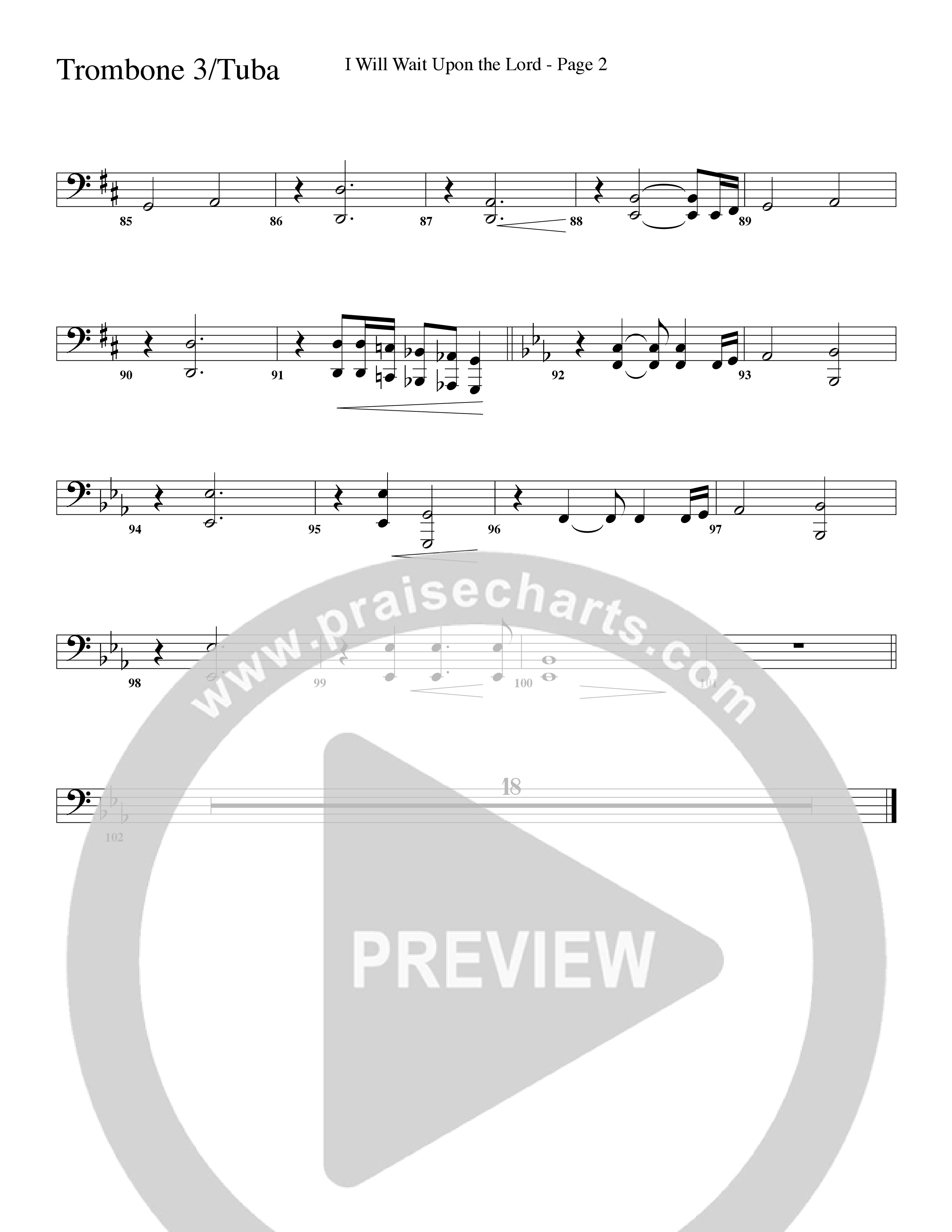 I Will Wait Upon The Lord (Choral Anthem SATB) Trombone 3/Tuba (Word Music Choral / Arr. Camp Kirkland)