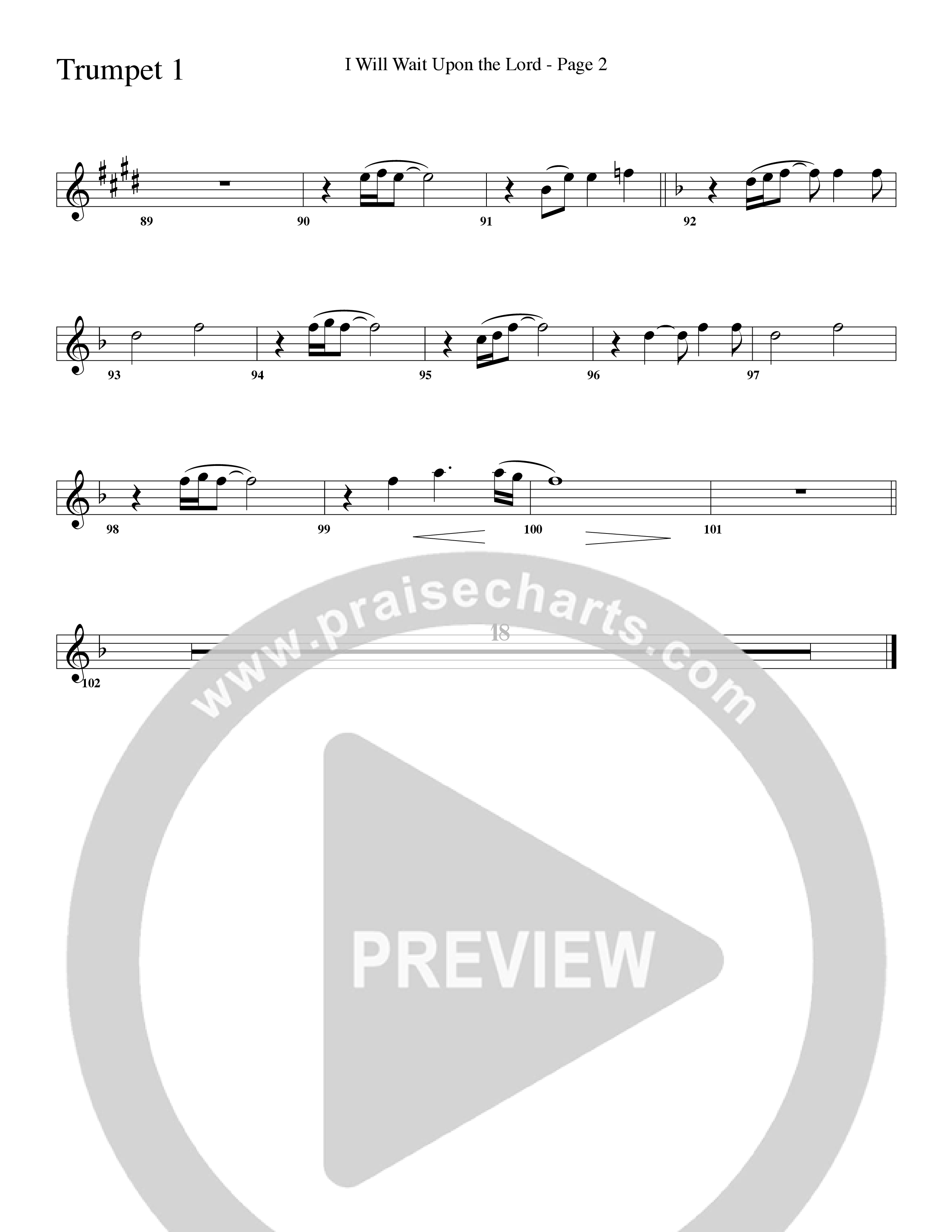 I Will Wait Upon The Lord (Choral Anthem SATB) Trumpet 1 (Word Music Choral / Arr. Camp Kirkland)