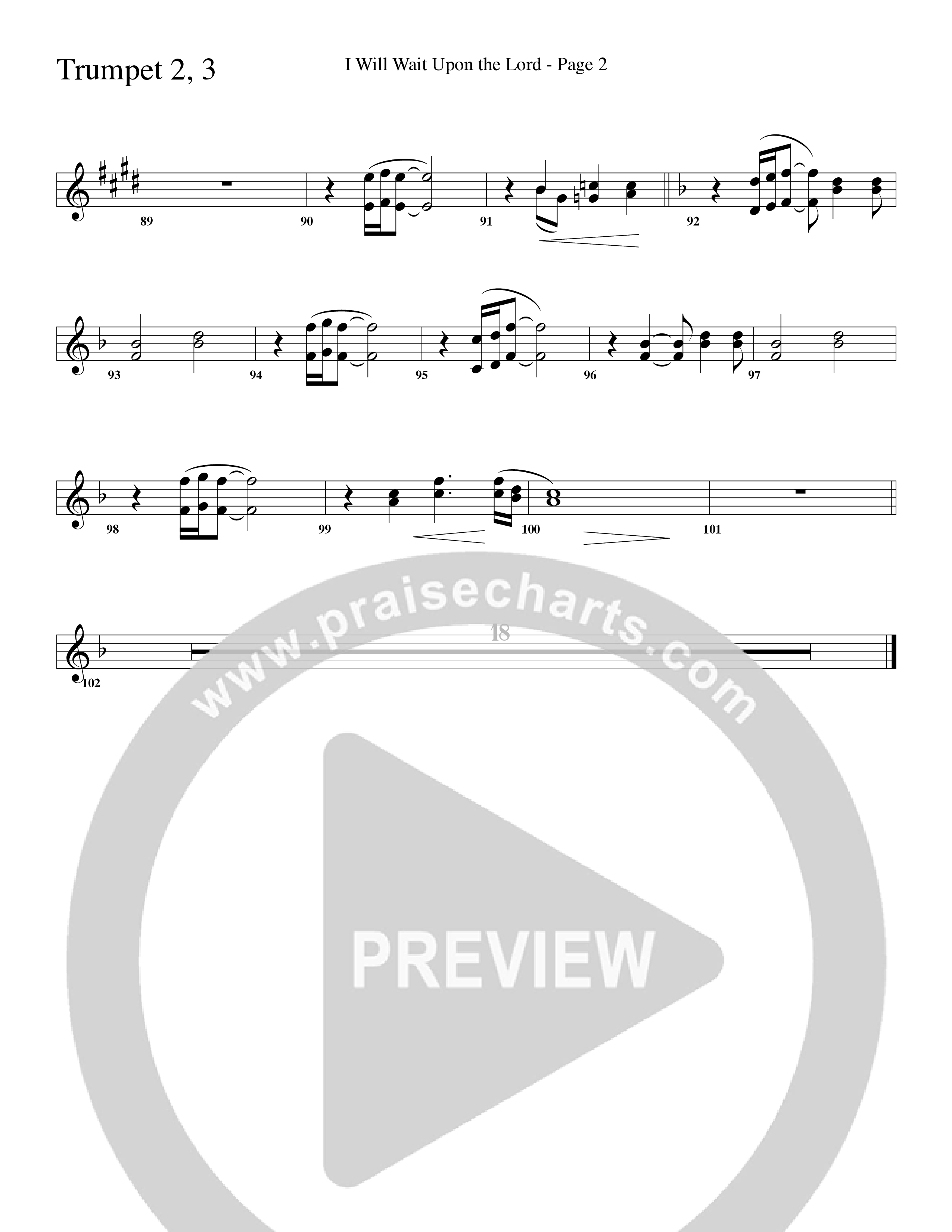 I Will Wait Upon The Lord (Choral Anthem SATB) Trumpet 2/3 (Word Music Choral / Arr. Camp Kirkland)