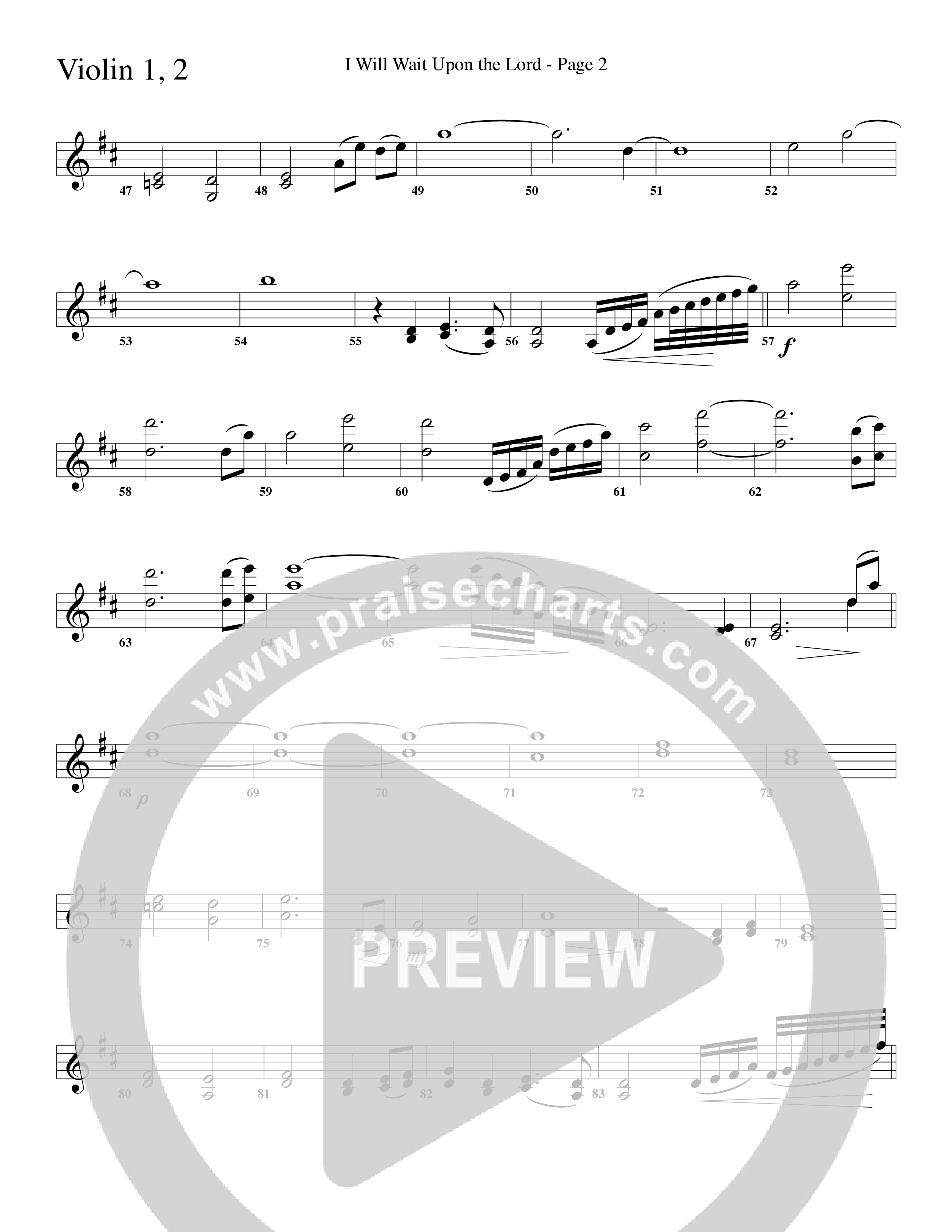 I Will Wait Upon The Lord (Choral Anthem SATB) Violin 1/2 (Word Music Choral / Arr. Camp Kirkland)