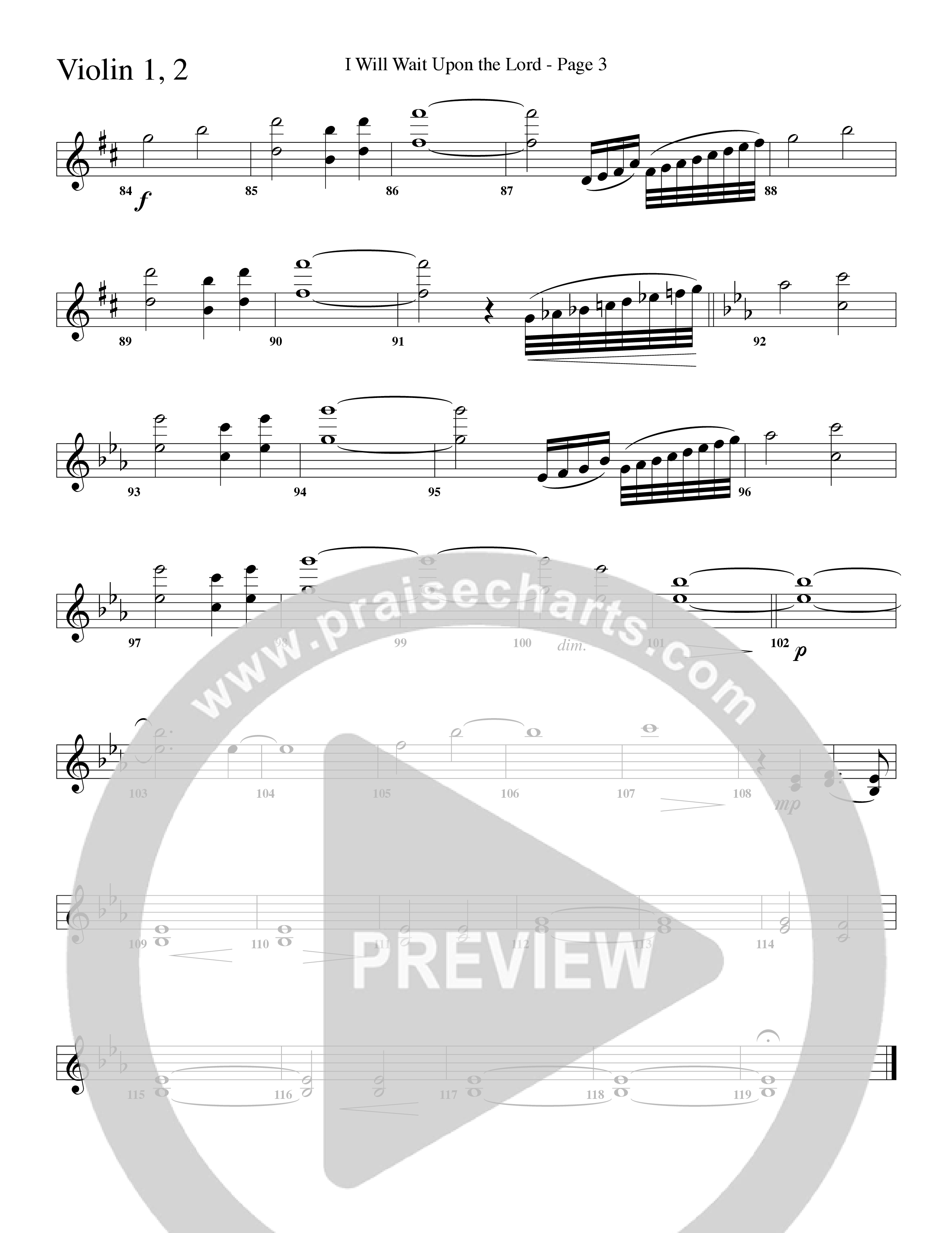 I Will Wait Upon The Lord (Choral Anthem SATB) Violin 1/2 (Word Music Choral / Arr. Camp Kirkland)