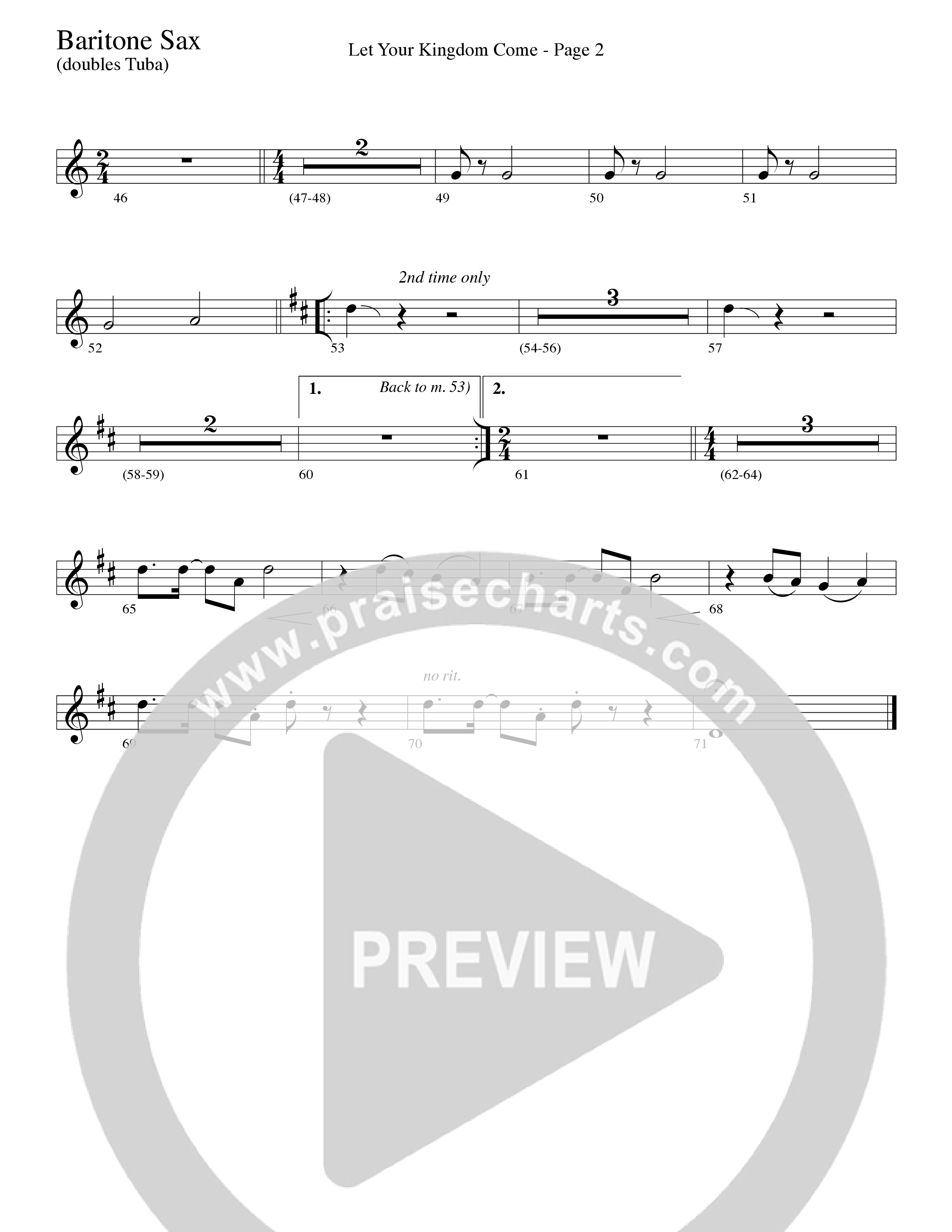 Let Your Kingdom Come (Choral Anthem SATB) Bari Sax (Word Music Choral / Arr. Dave Williamson)
