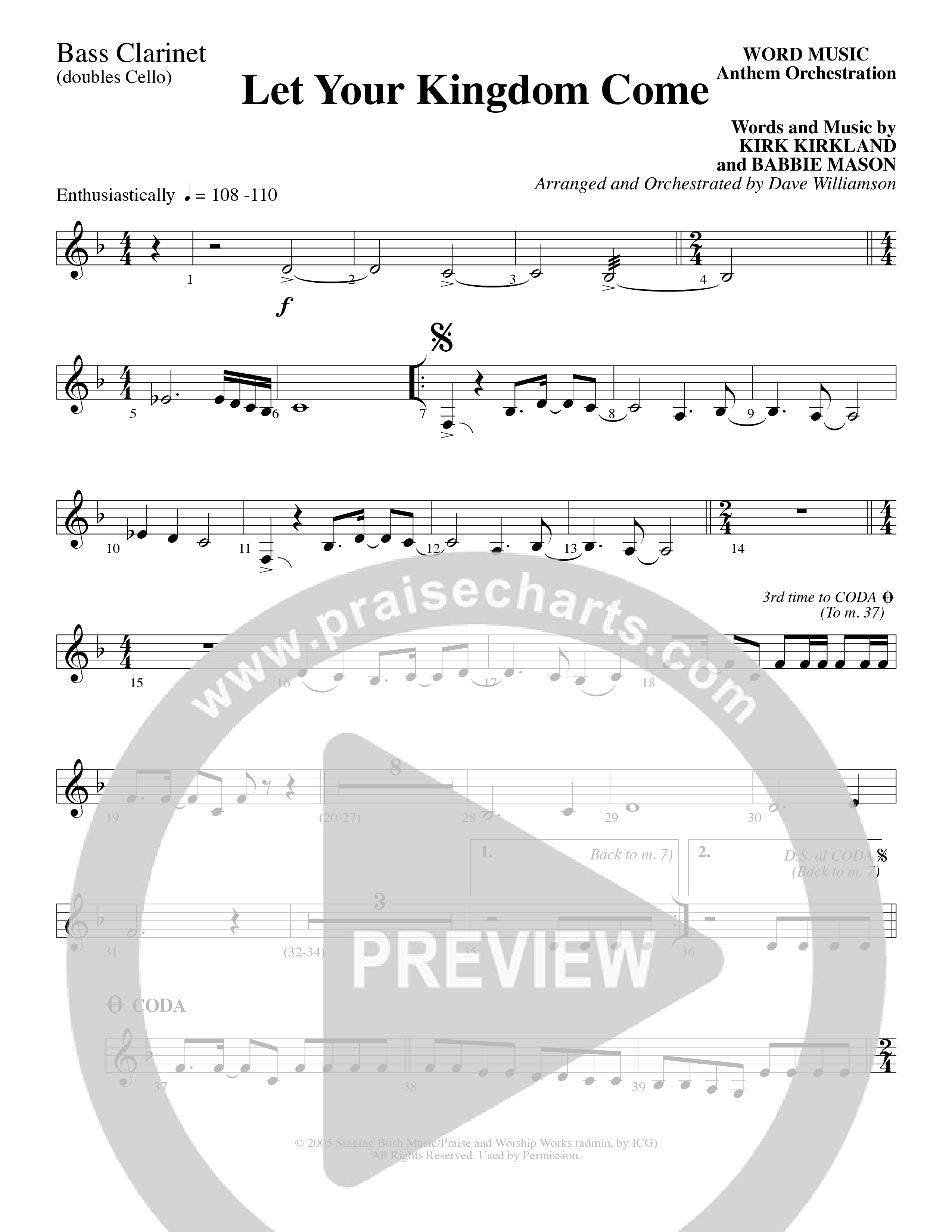 Let Your Kingdom Come (Choral Anthem SATB) Bass Clarinet (Word Music Choral / Arr. Dave Williamson)