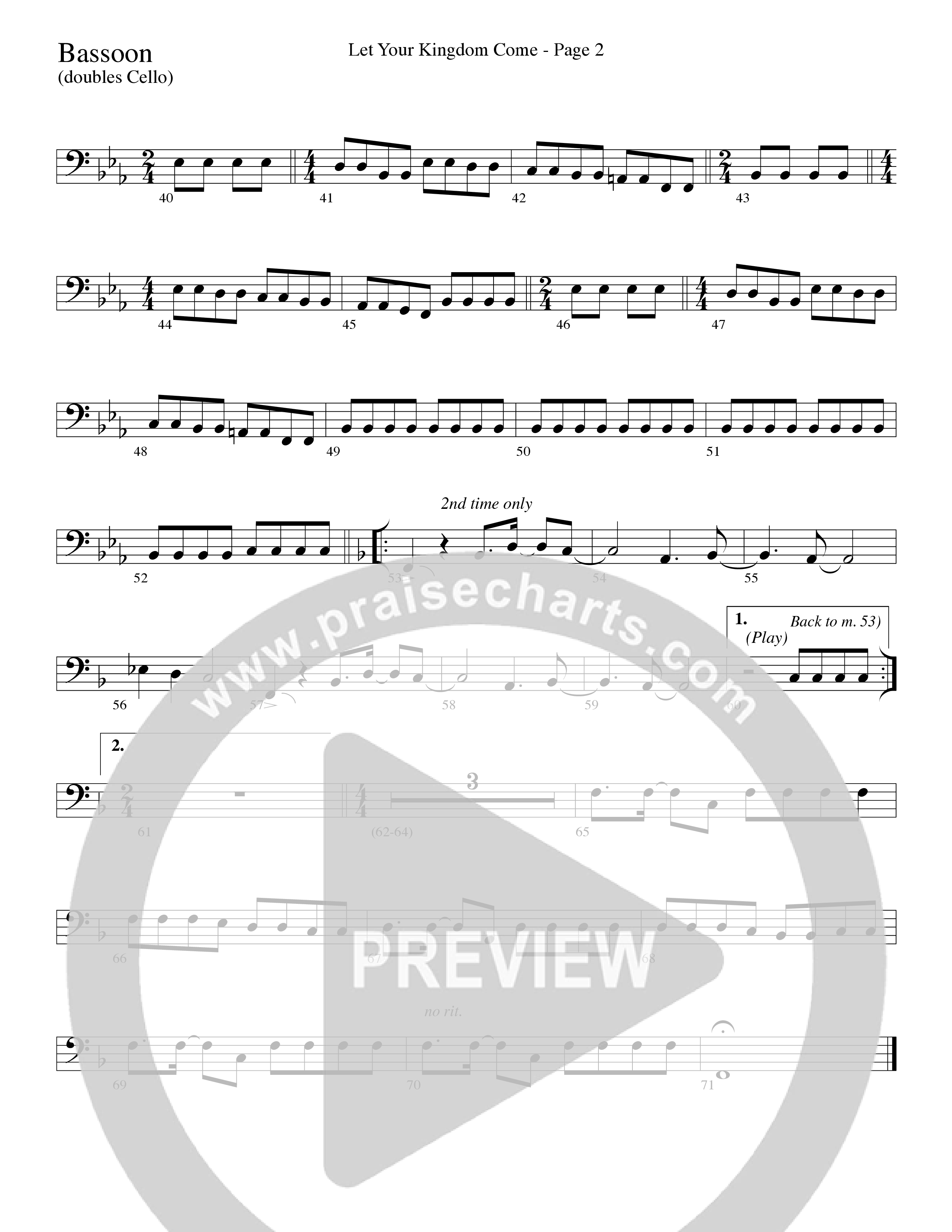 Let Your Kingdom Come (Choral Anthem SATB) Bassoon (Word Music Choral / Arr. Dave Williamson)