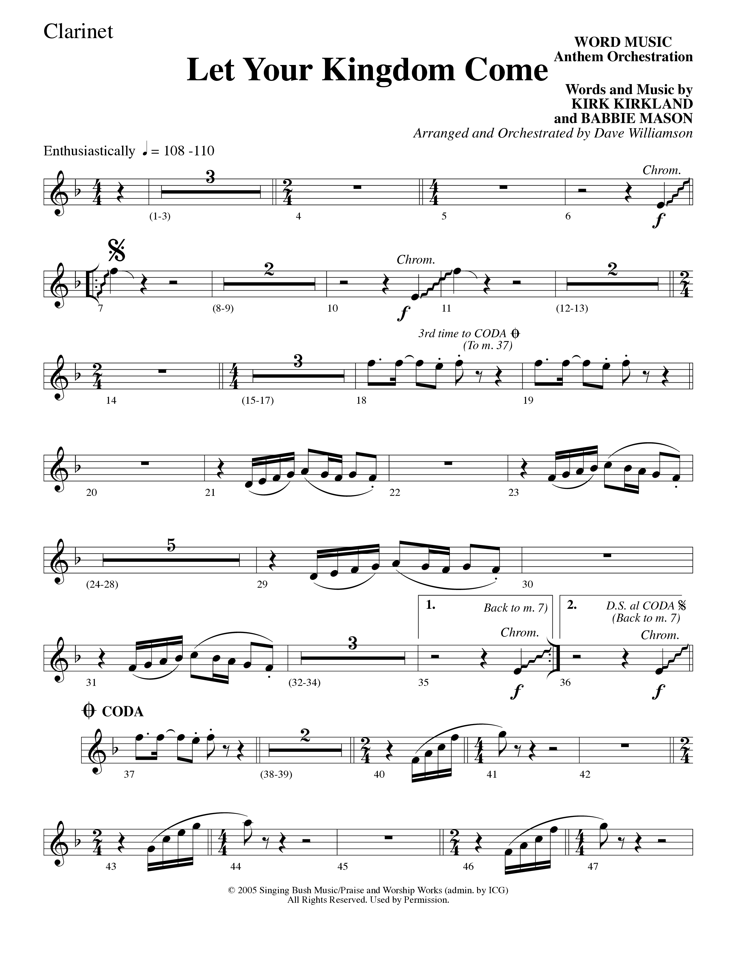 Let Your Kingdom Come (Choral Anthem SATB) Clarinet (Word Music Choral / Arr. Dave Williamson)