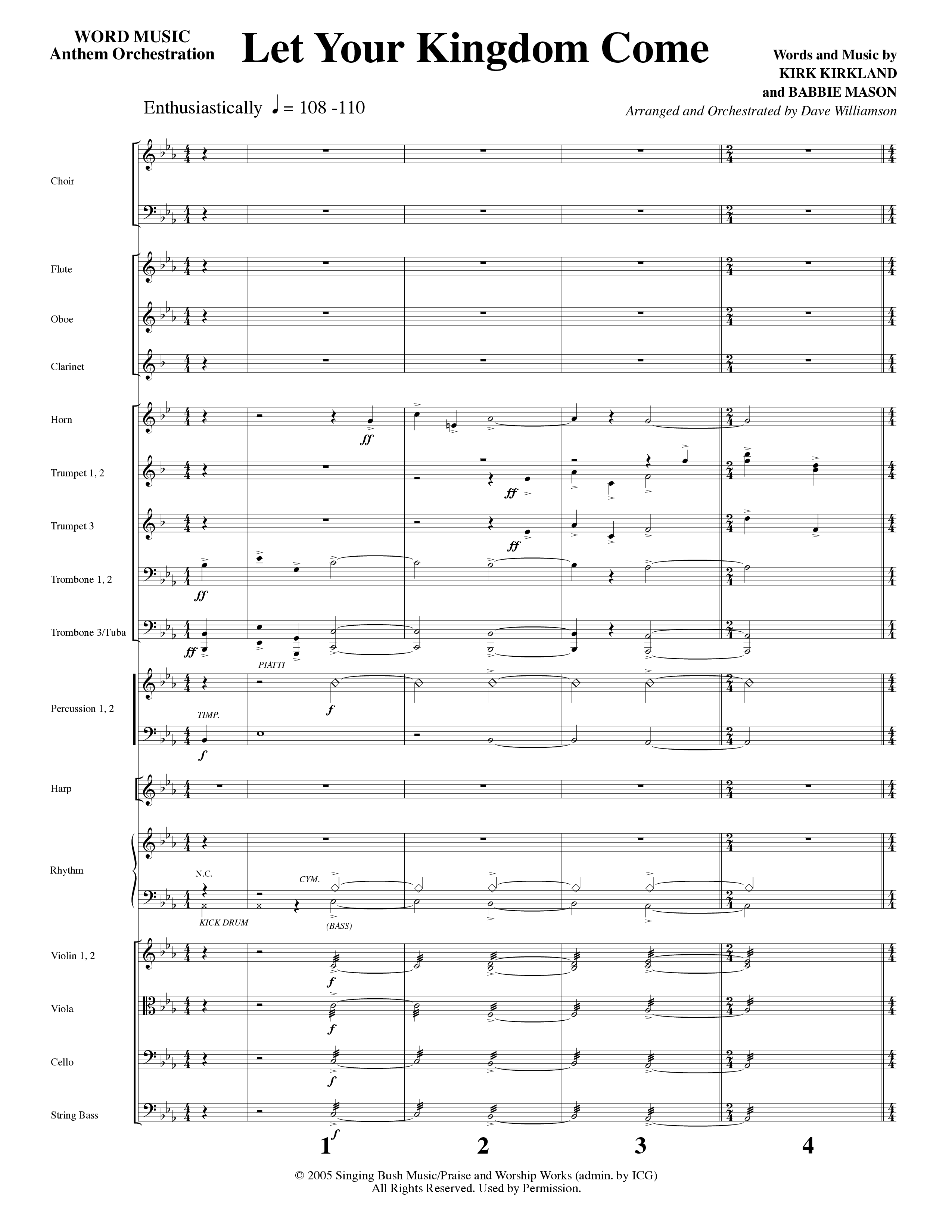 Let Your Kingdom Come (Choral Anthem SATB) Orchestration (Word Music Choral / Arr. Dave Williamson)
