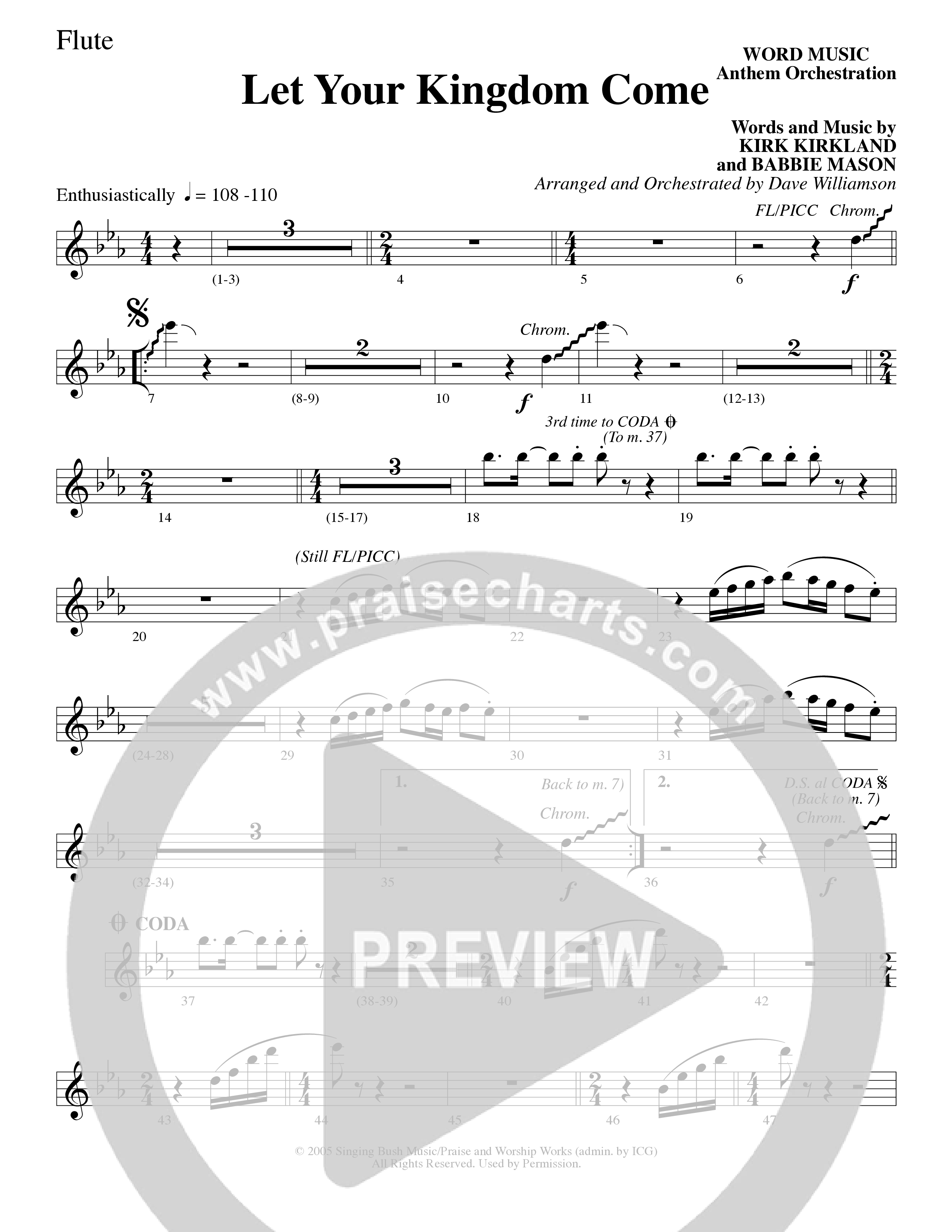 Let Your Kingdom Come (Choral Anthem SATB) Flute (Word Music Choral / Arr. Dave Williamson)