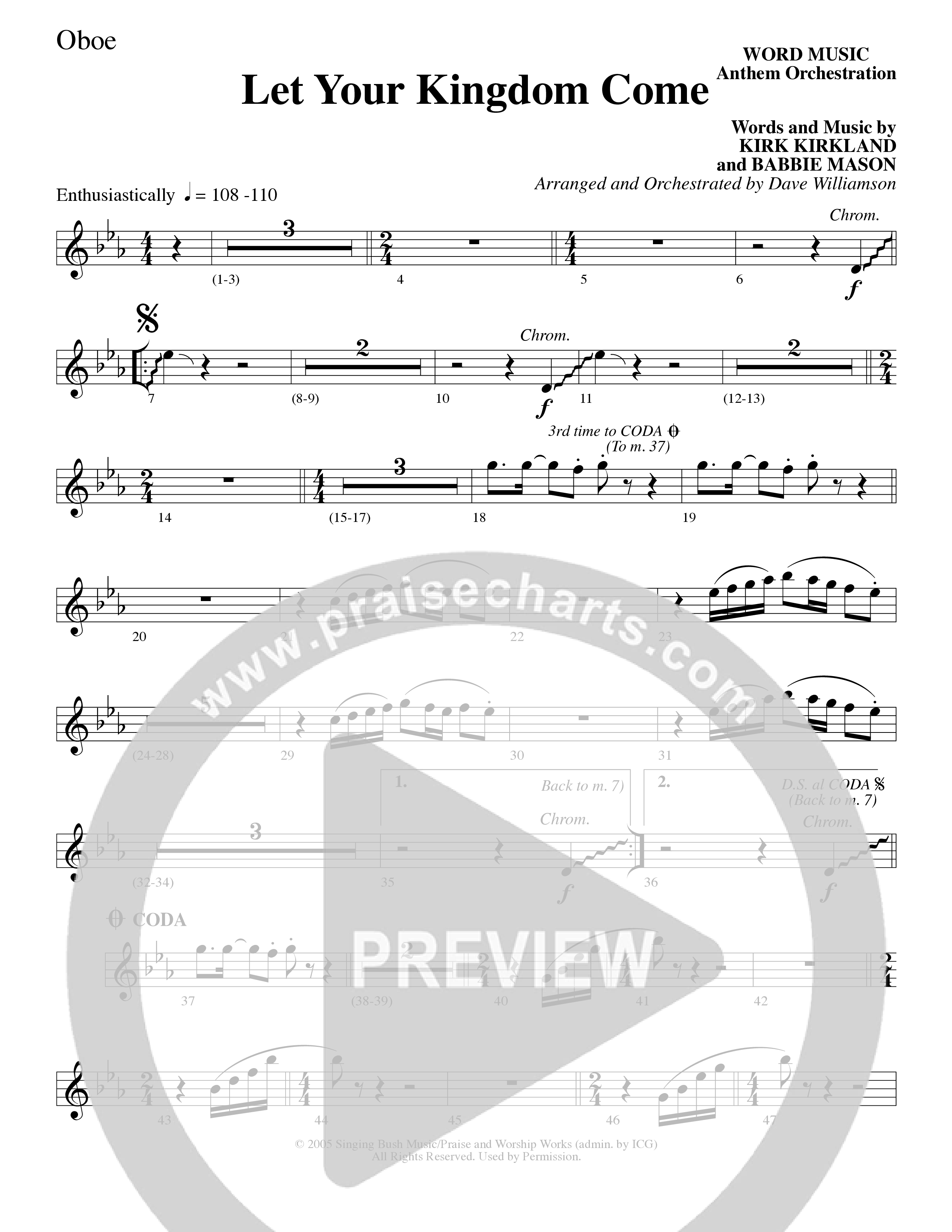 Let Your Kingdom Come (Choral Anthem SATB) Oboe (Word Music Choral / Arr. Dave Williamson)