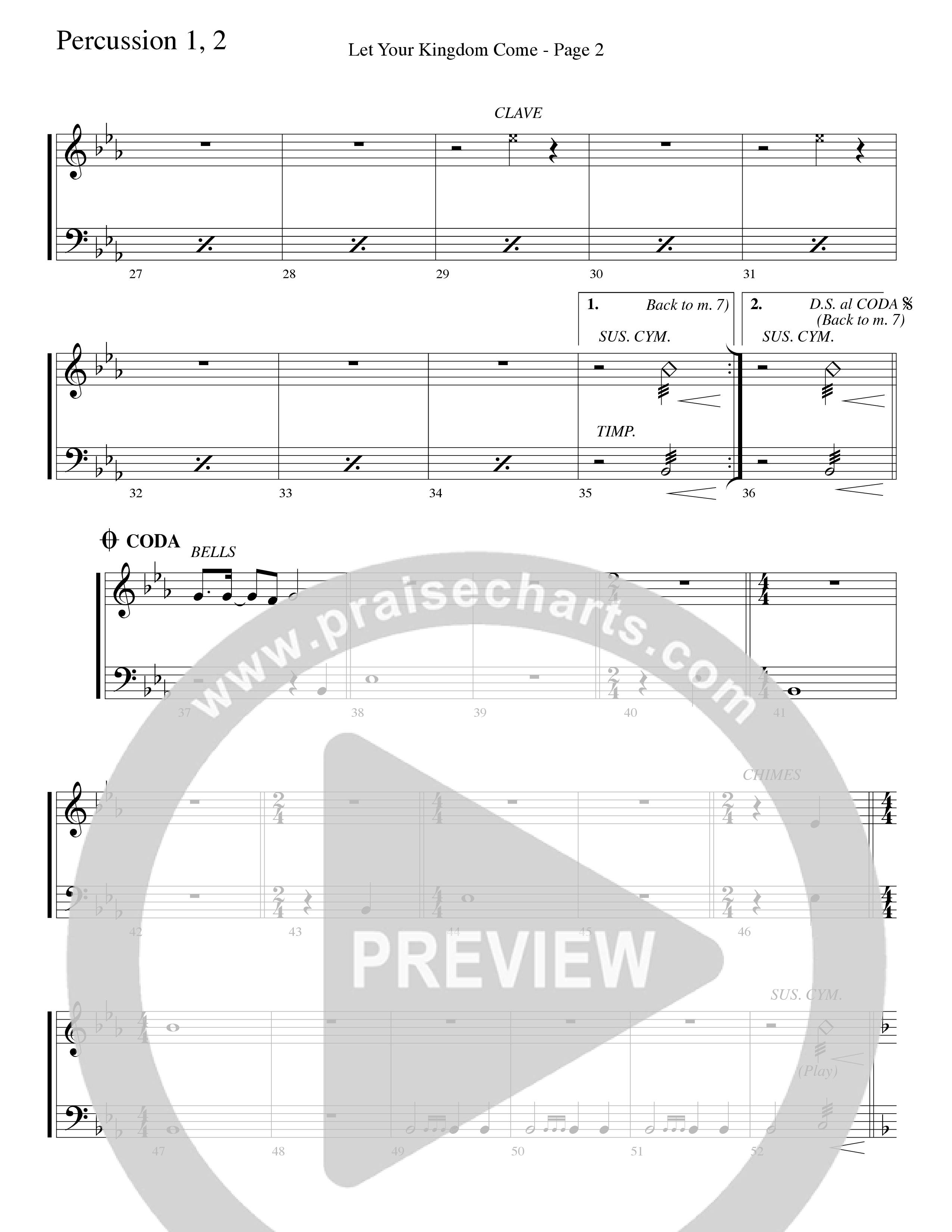 Let Your Kingdom Come (Choral Anthem SATB) Percussion 1/2 (Word Music Choral / Arr. Dave Williamson)