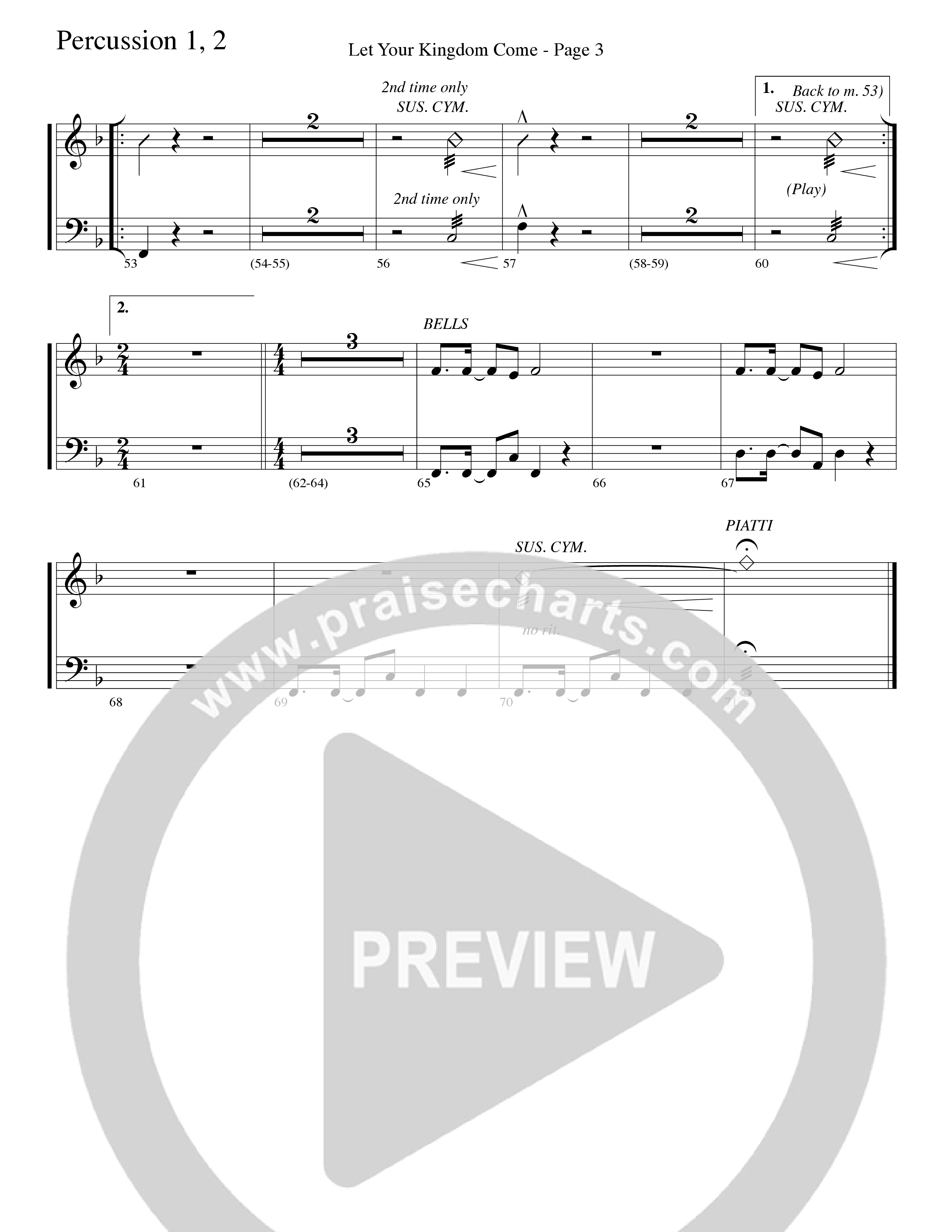 Let Your Kingdom Come (Choral Anthem SATB) Percussion 1/2 (Word Music Choral / Arr. Dave Williamson)