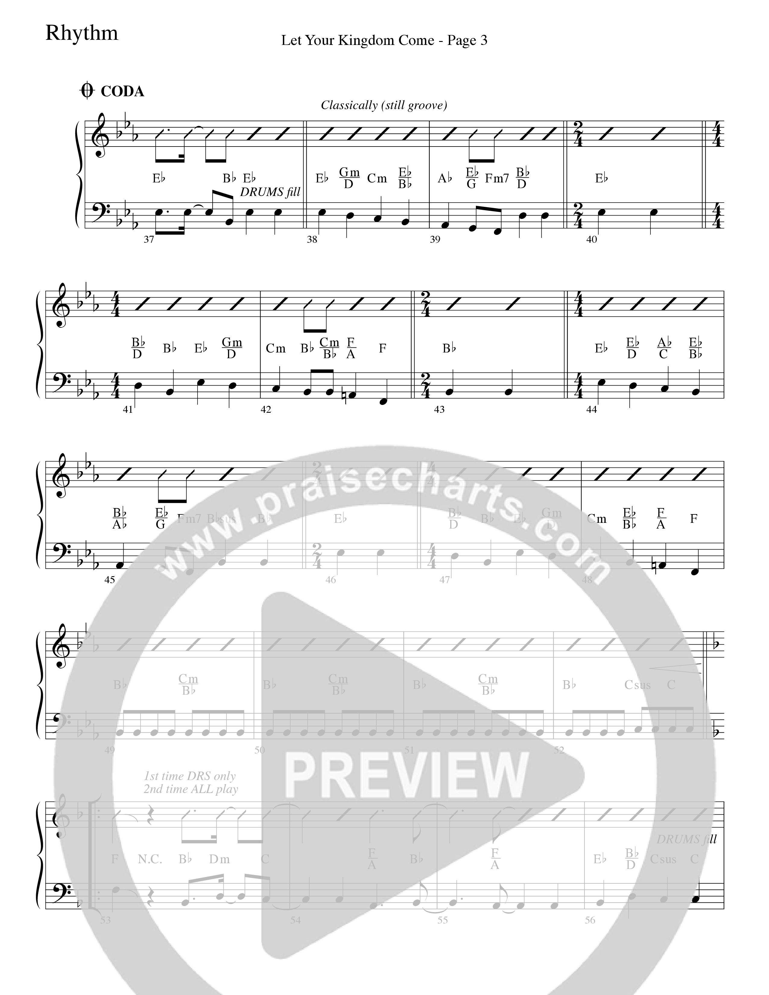 Let Your Kingdom Come (Choral Anthem SATB) Rhythm Chart (Word Music Choral / Arr. Dave Williamson)