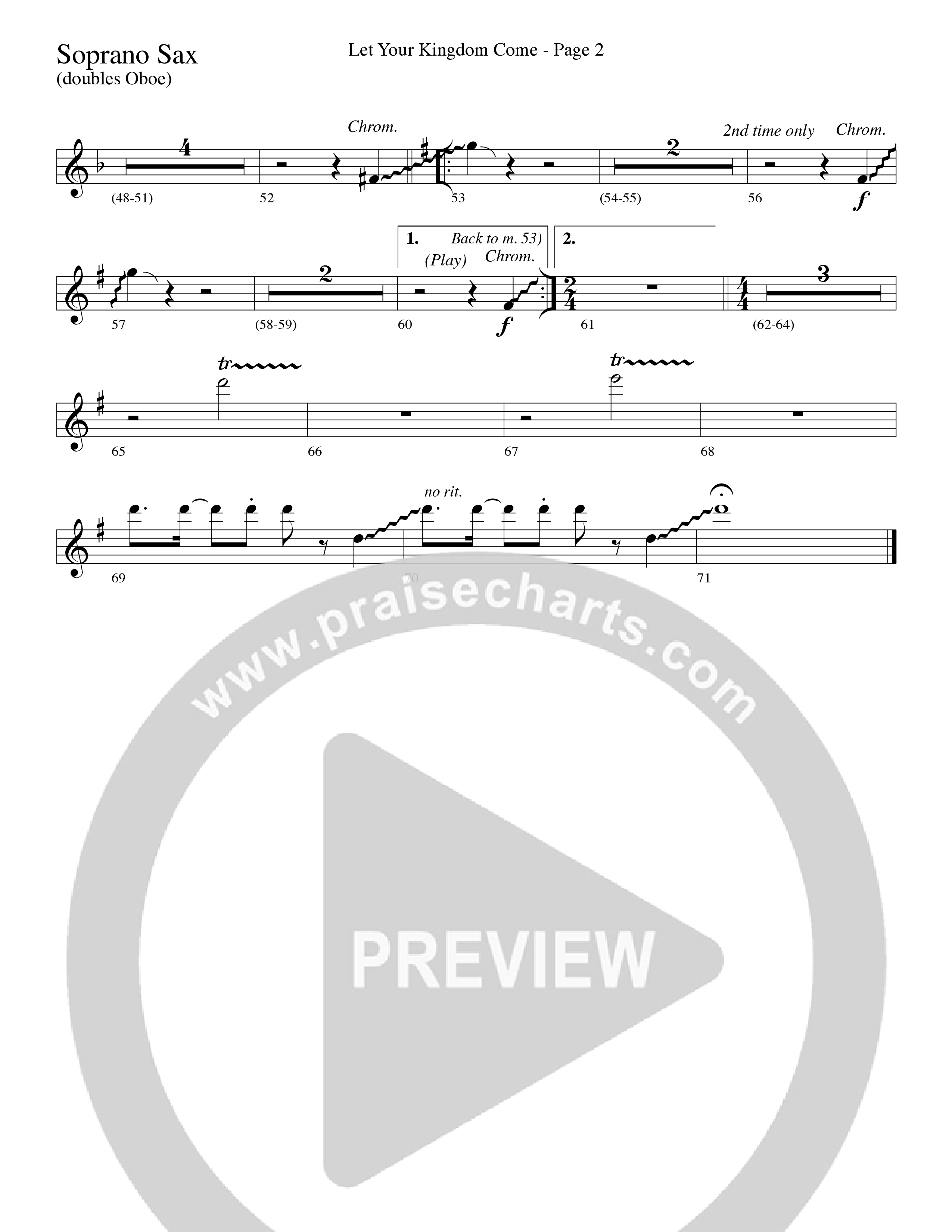 Let Your Kingdom Come (Choral Anthem SATB) Soprano Sax (Word Music Choral / Arr. Dave Williamson)