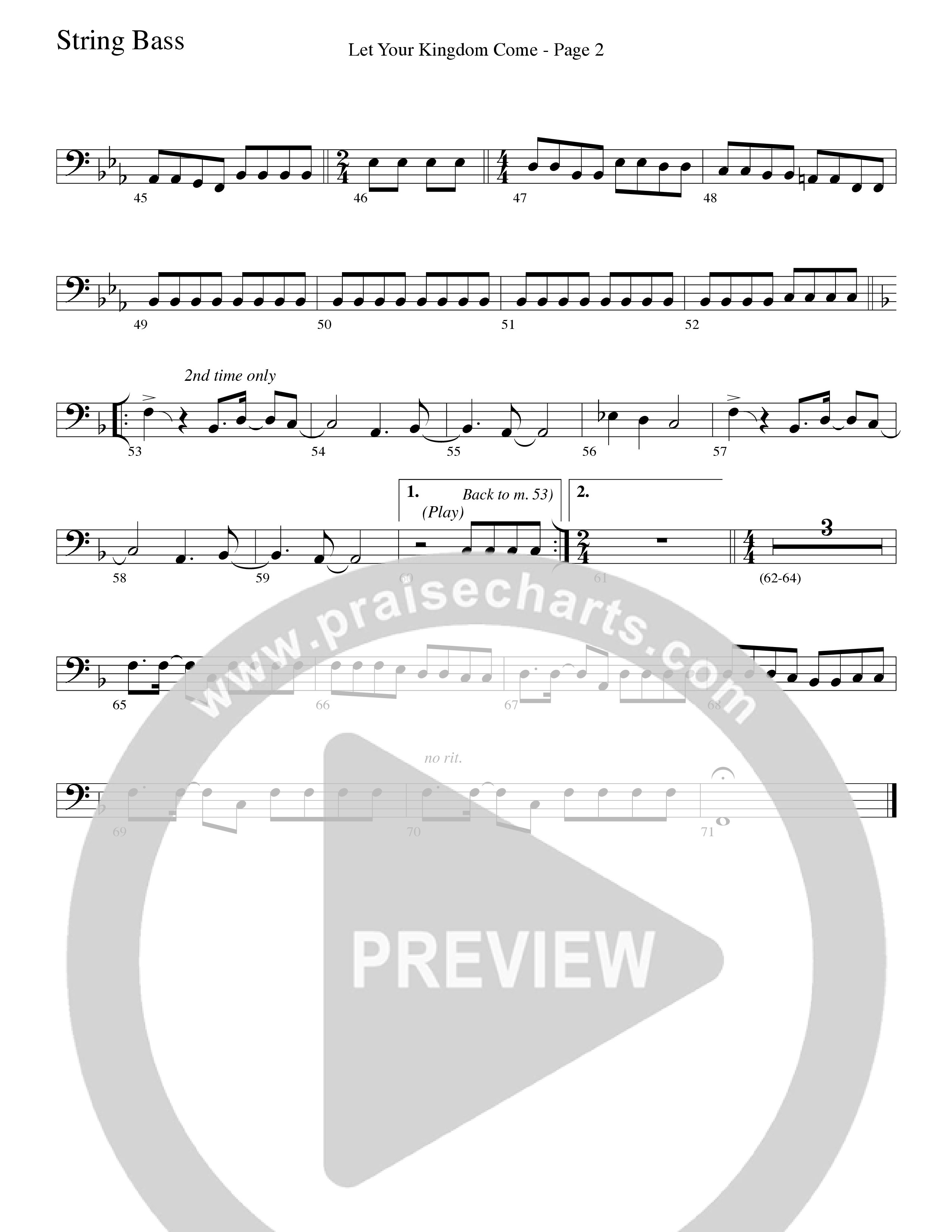 Let Your Kingdom Come (Choral Anthem SATB) String Bass (Word Music Choral / Arr. Dave Williamson)