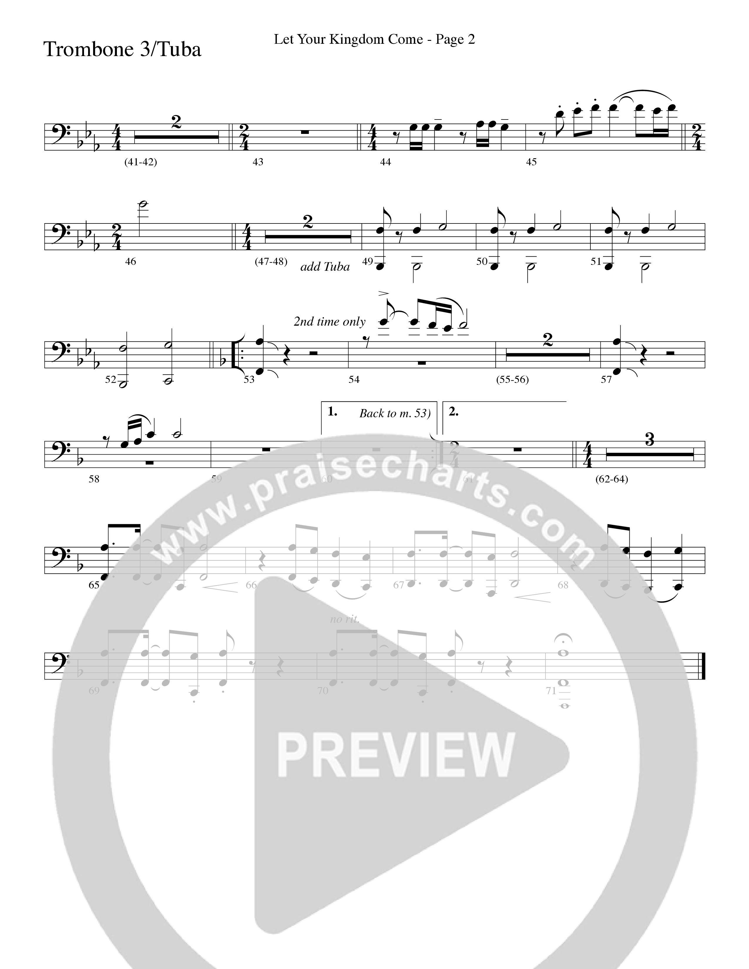 Let Your Kingdom Come (Choral Anthem SATB) Trombone 3 (Word Music Choral / Arr. Dave Williamson)
