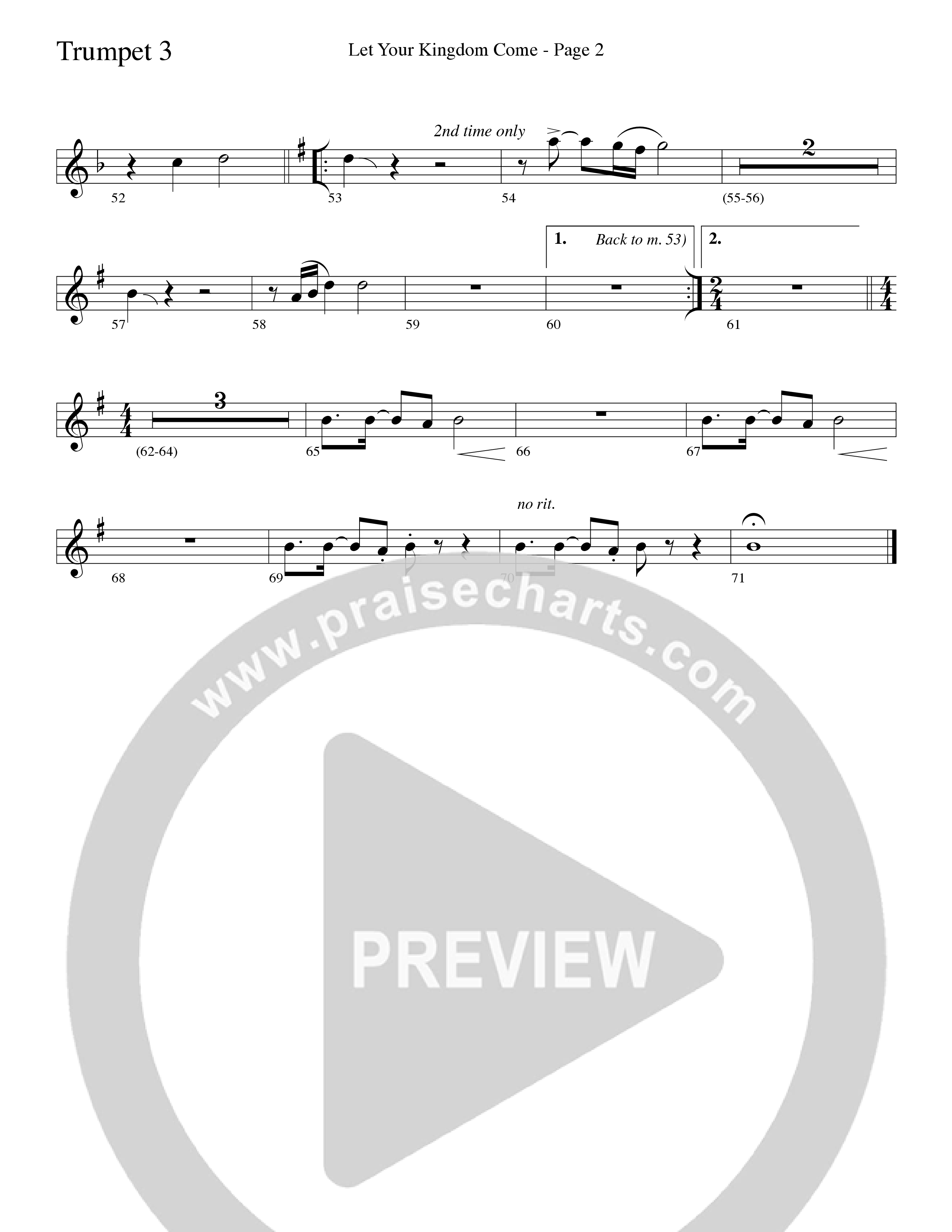 Let Your Kingdom Come (Choral Anthem SATB) Trumpet 3 (Word Music Choral / Arr. Dave Williamson)