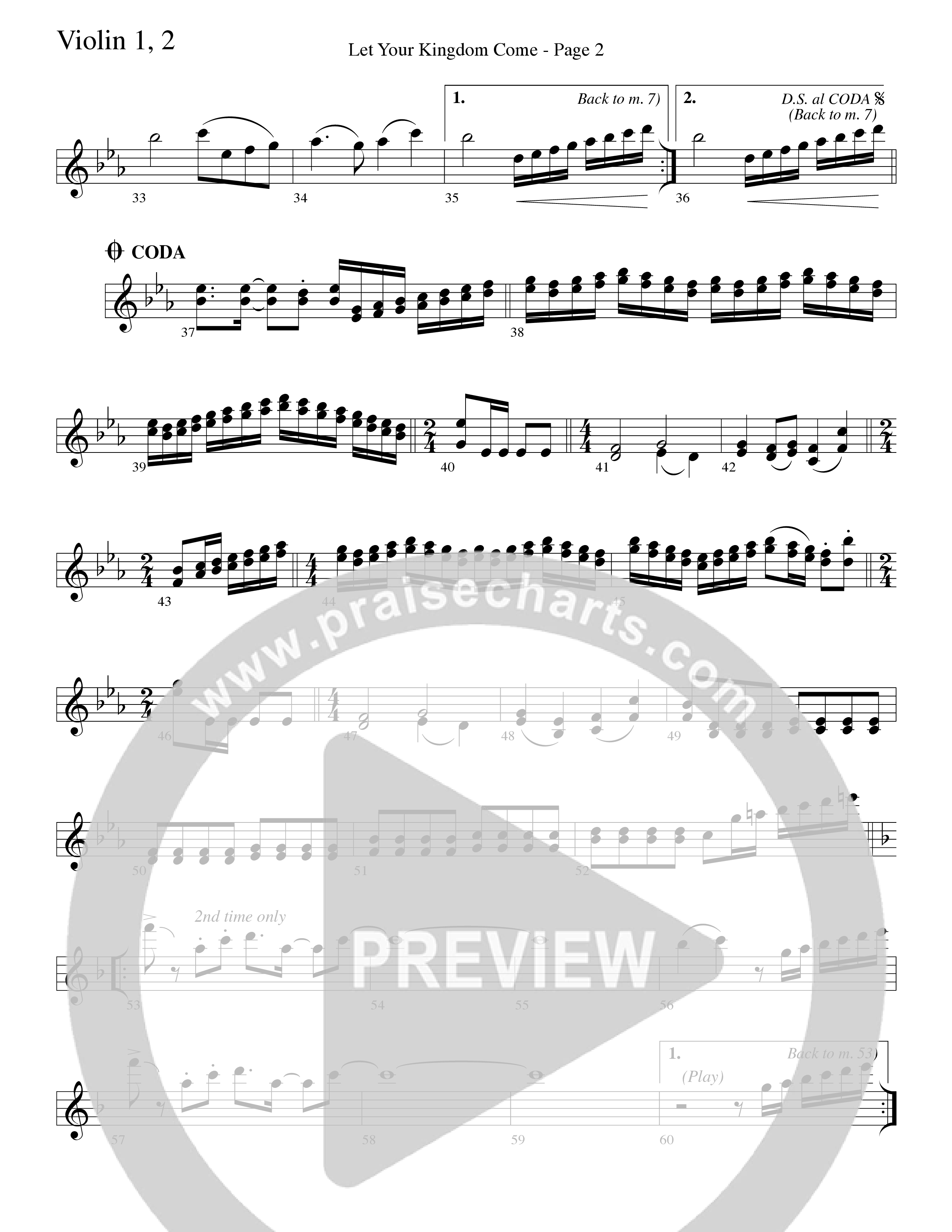Let Your Kingdom Come (Choral Anthem SATB) Violin 1/2 (Word Music Choral / Arr. Dave Williamson)