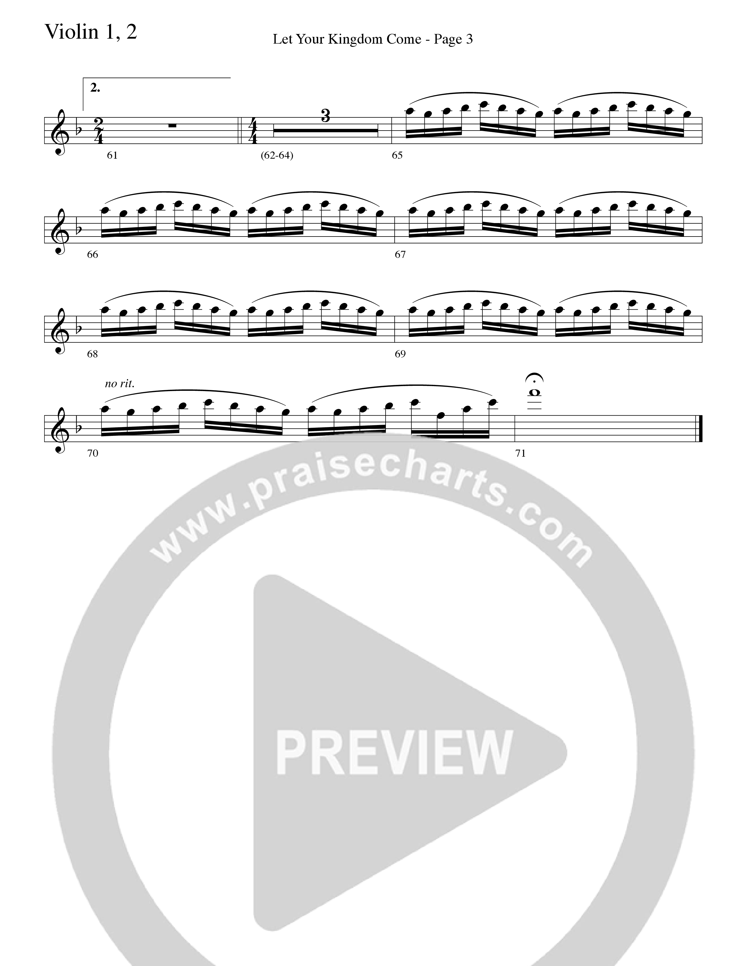 Let Your Kingdom Come (Choral Anthem SATB) Violin 1/2 (Word Music Choral / Arr. Dave Williamson)