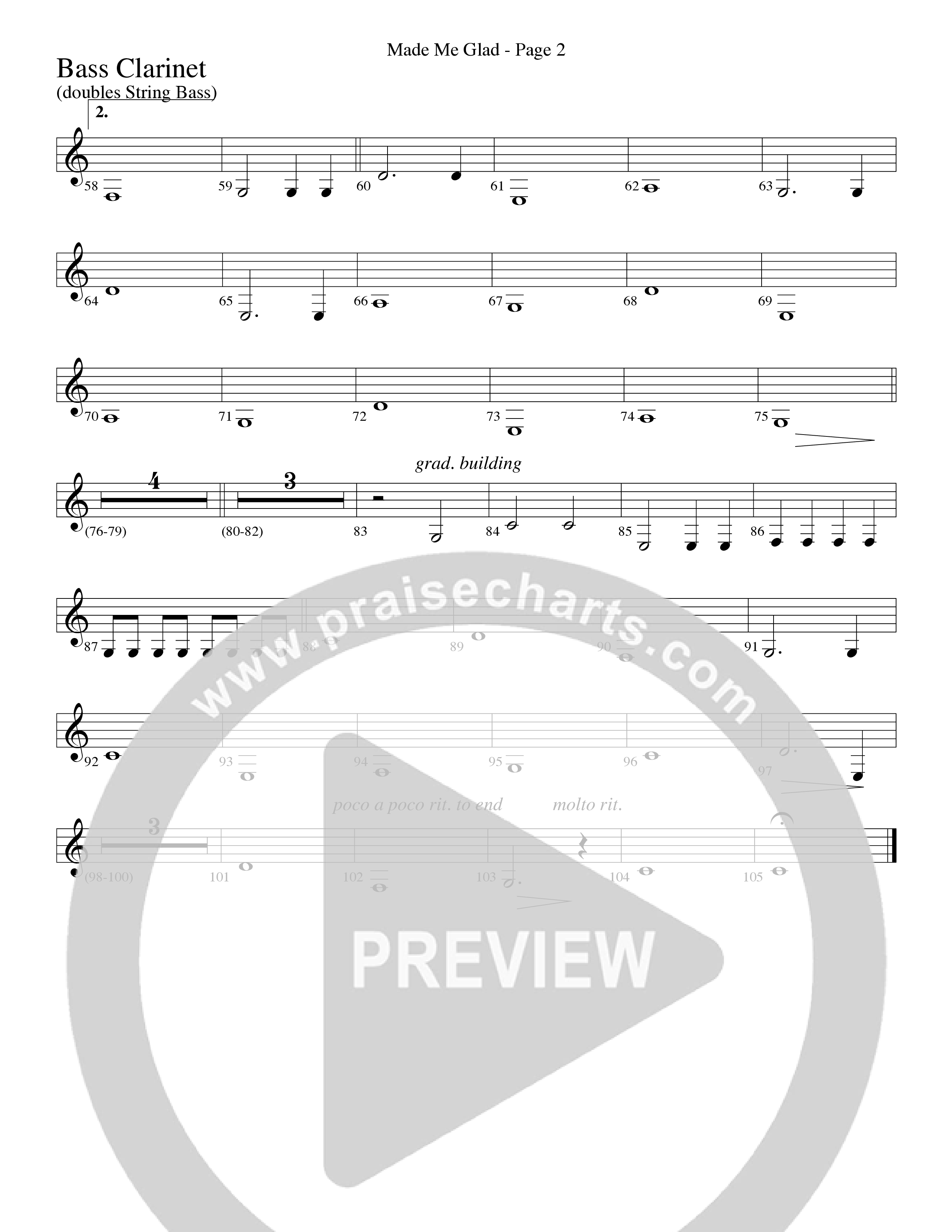 Made Me Glad (Choral Anthem SATB) Bass Clarinet (Word Music Choral / Arr. Gary Rhodes / Orch. Don Marsh)