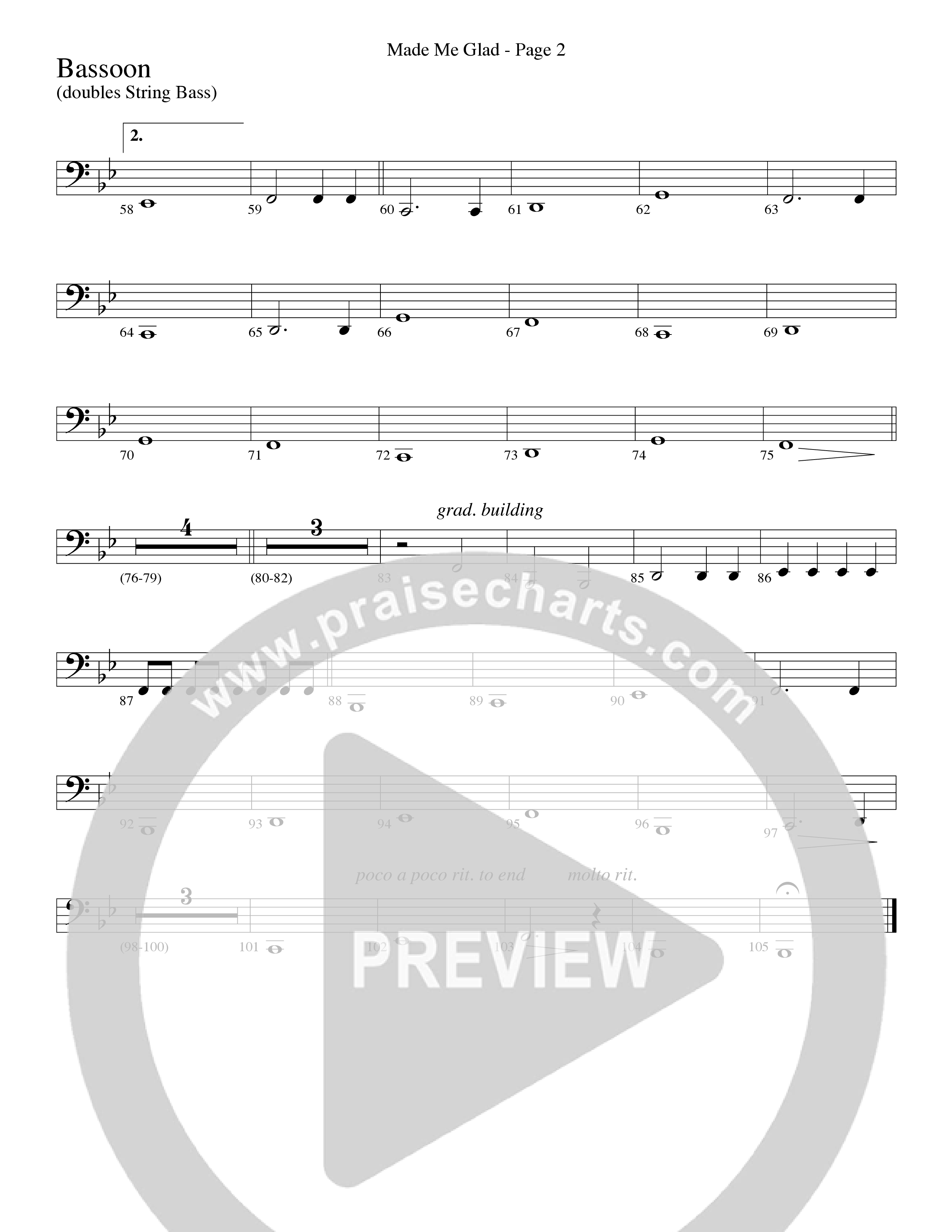Made Me Glad (Choral Anthem SATB) Bassoon (Word Music Choral / Arr. Gary Rhodes / Orch. Don Marsh)