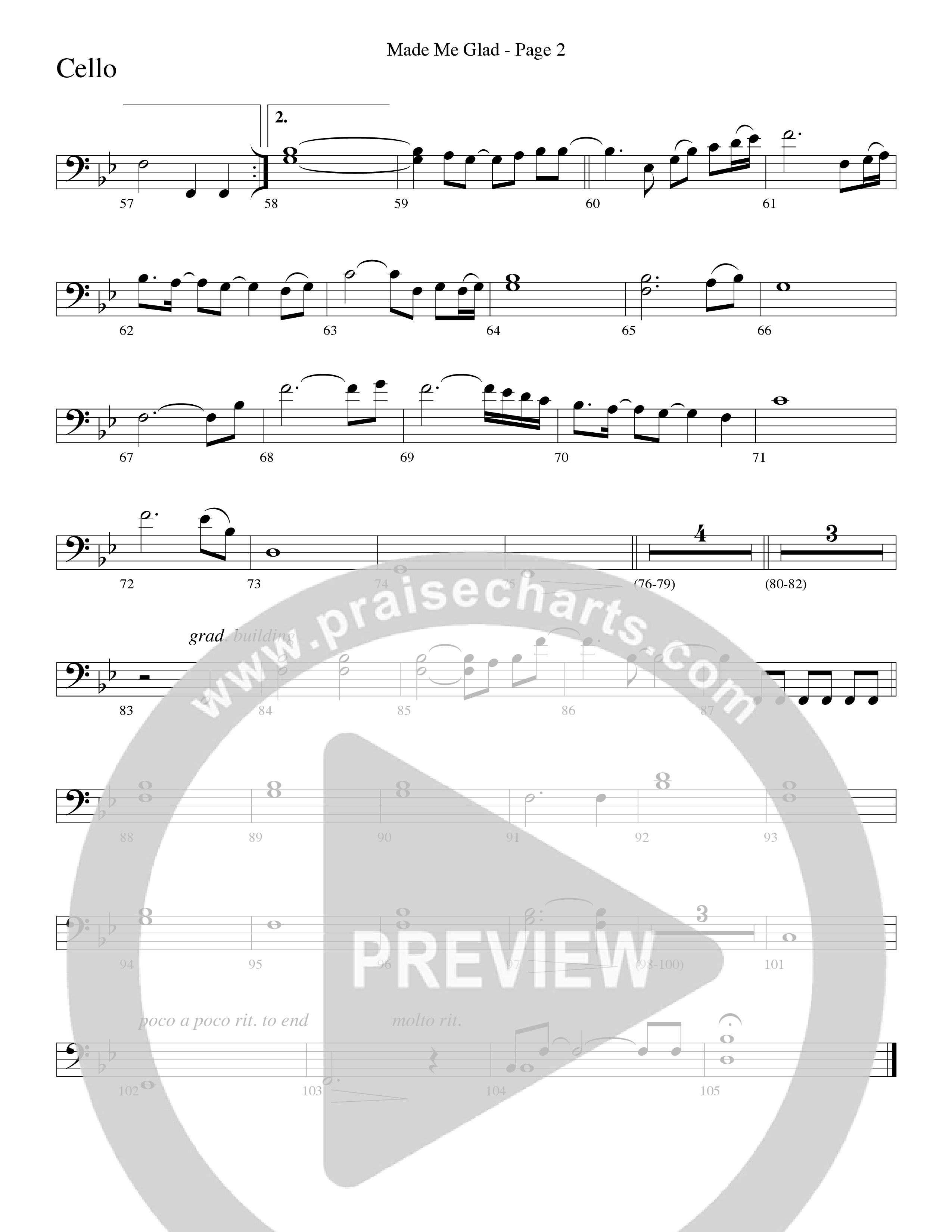 Made Me Glad (Choral Anthem SATB) Cello (Word Music Choral / Arr. Gary Rhodes / Orch. Don Marsh)