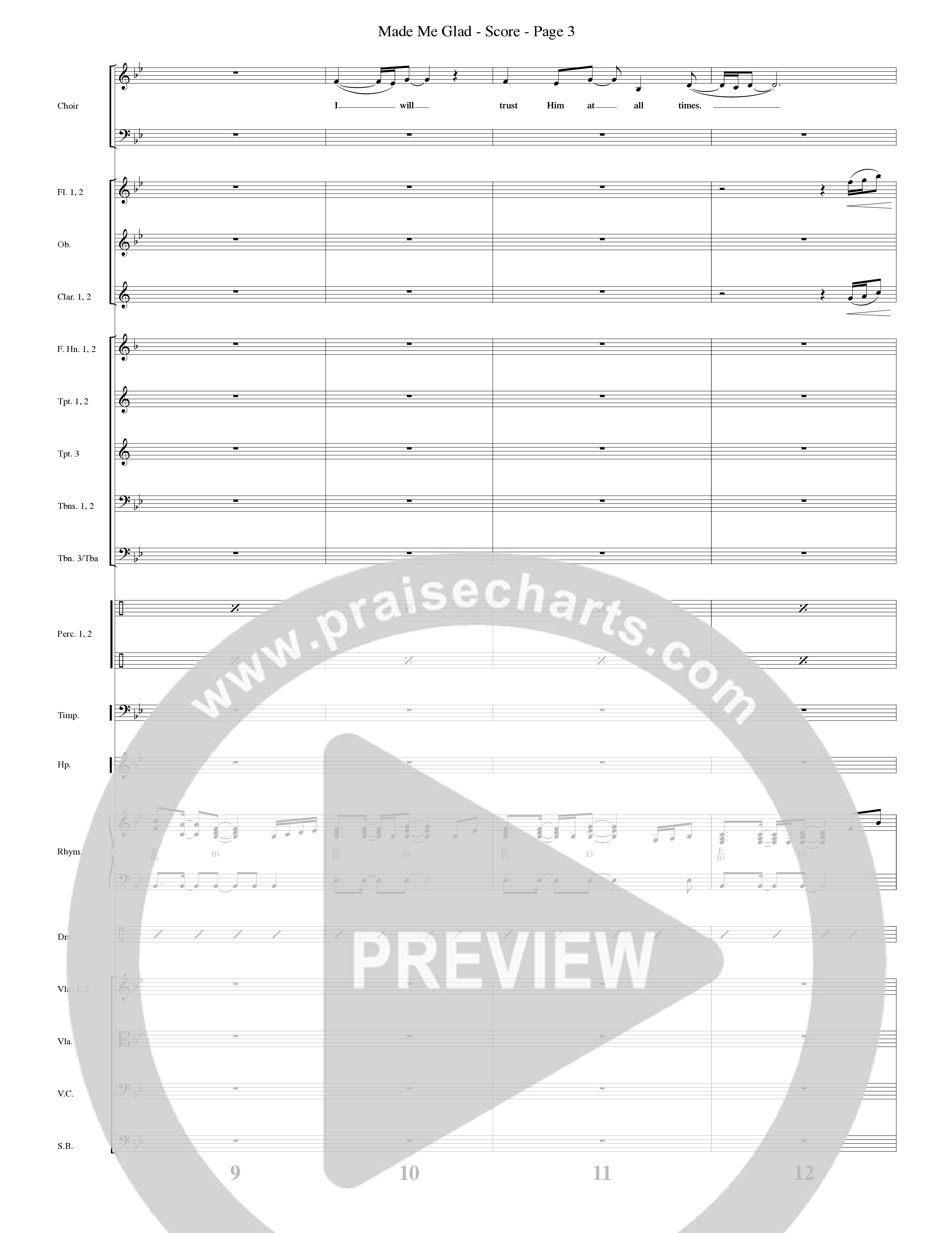 Made Me Glad (Choral Anthem SATB) Orchestration (Word Music Choral / Arr. Gary Rhodes / Orch. Don Marsh)