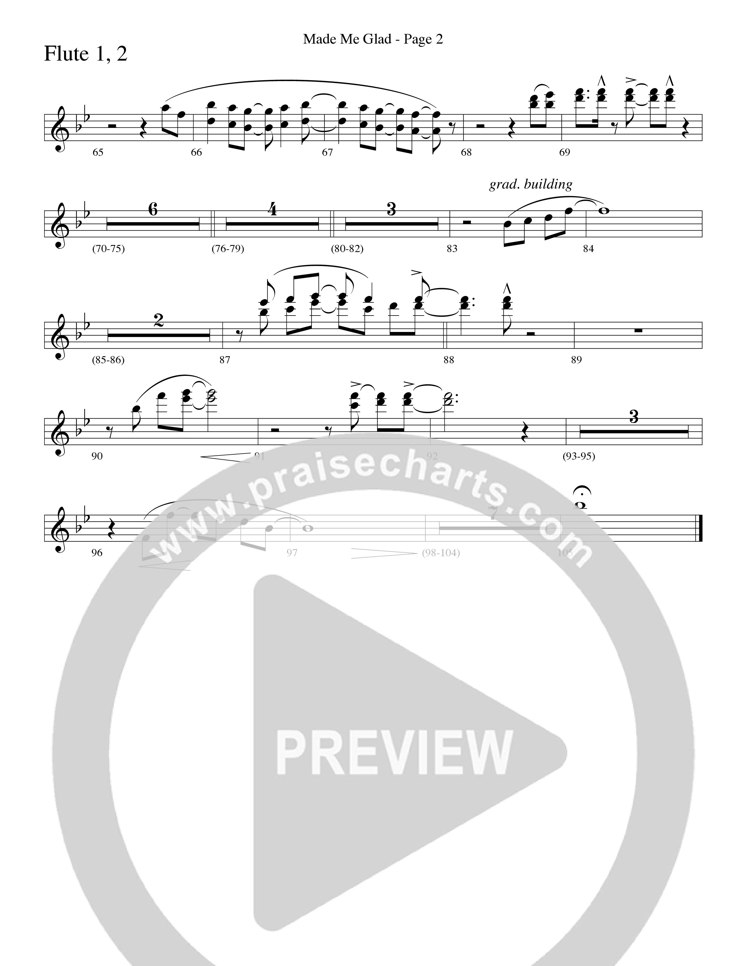 Made Me Glad (Choral Anthem SATB) Flute 1/2 (Word Music Choral / Arr. Gary Rhodes / Orch. Don Marsh)