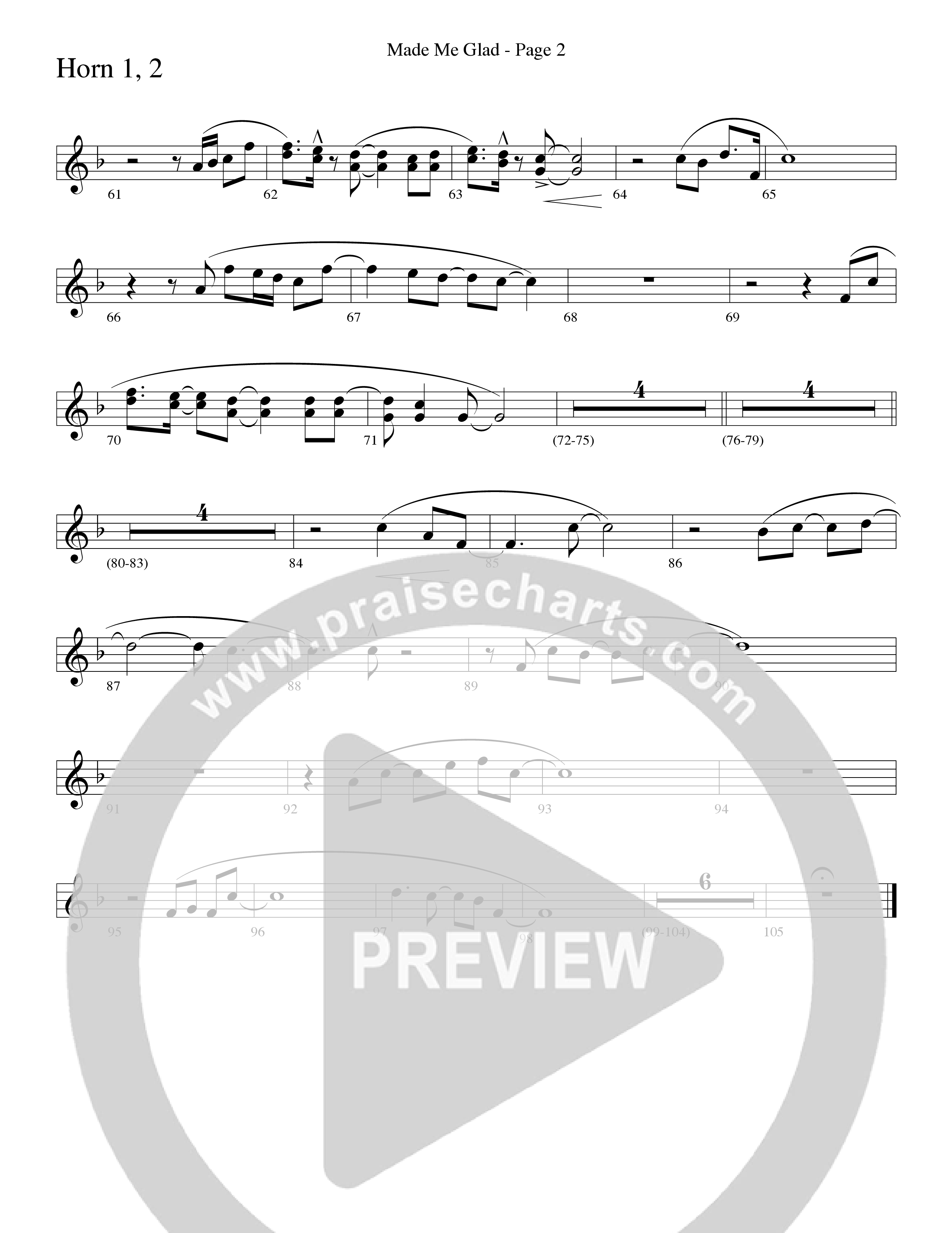 Made Me Glad (Choral Anthem SATB) French Horn 1/2 (Word Music Choral / Arr. Gary Rhodes / Orch. Don Marsh)