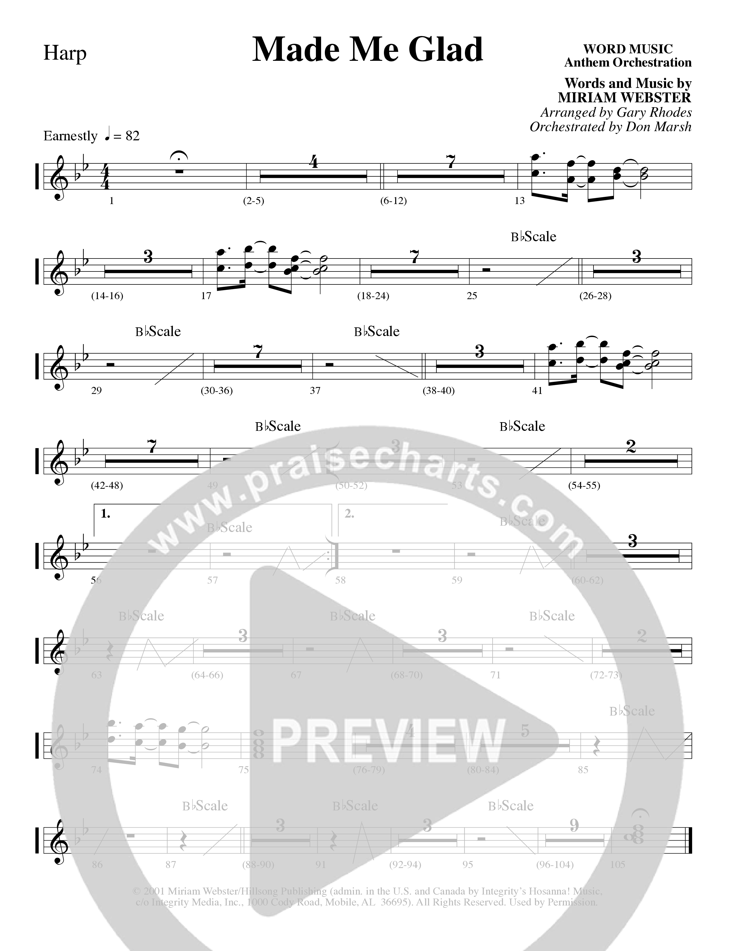 Made Me Glad (Choral Anthem SATB) Harp (Word Music Choral / Arr. Gary Rhodes / Orch. Don Marsh)