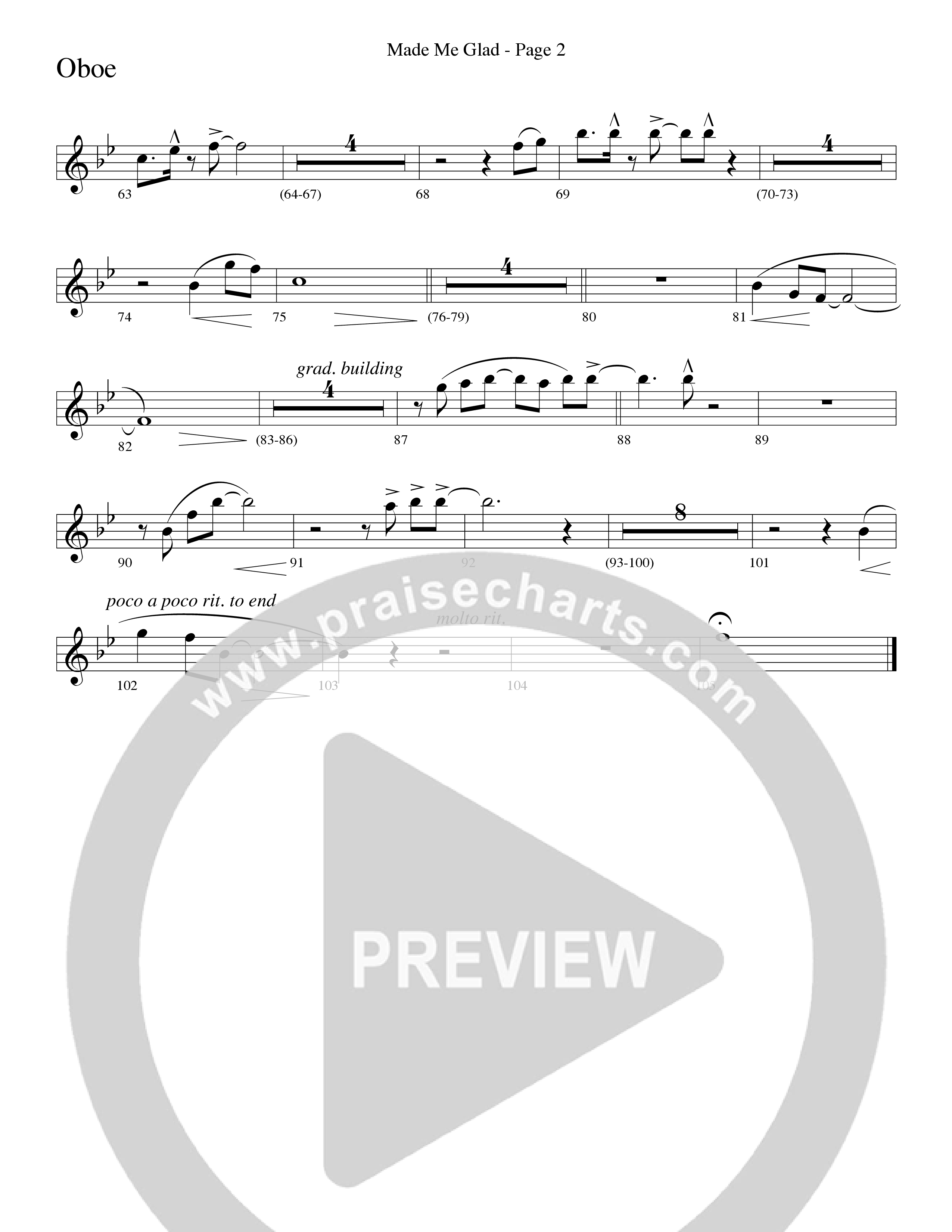 Made Me Glad (Choral Anthem SATB) Oboe (Word Music Choral / Arr. Gary Rhodes / Orch. Don Marsh)
