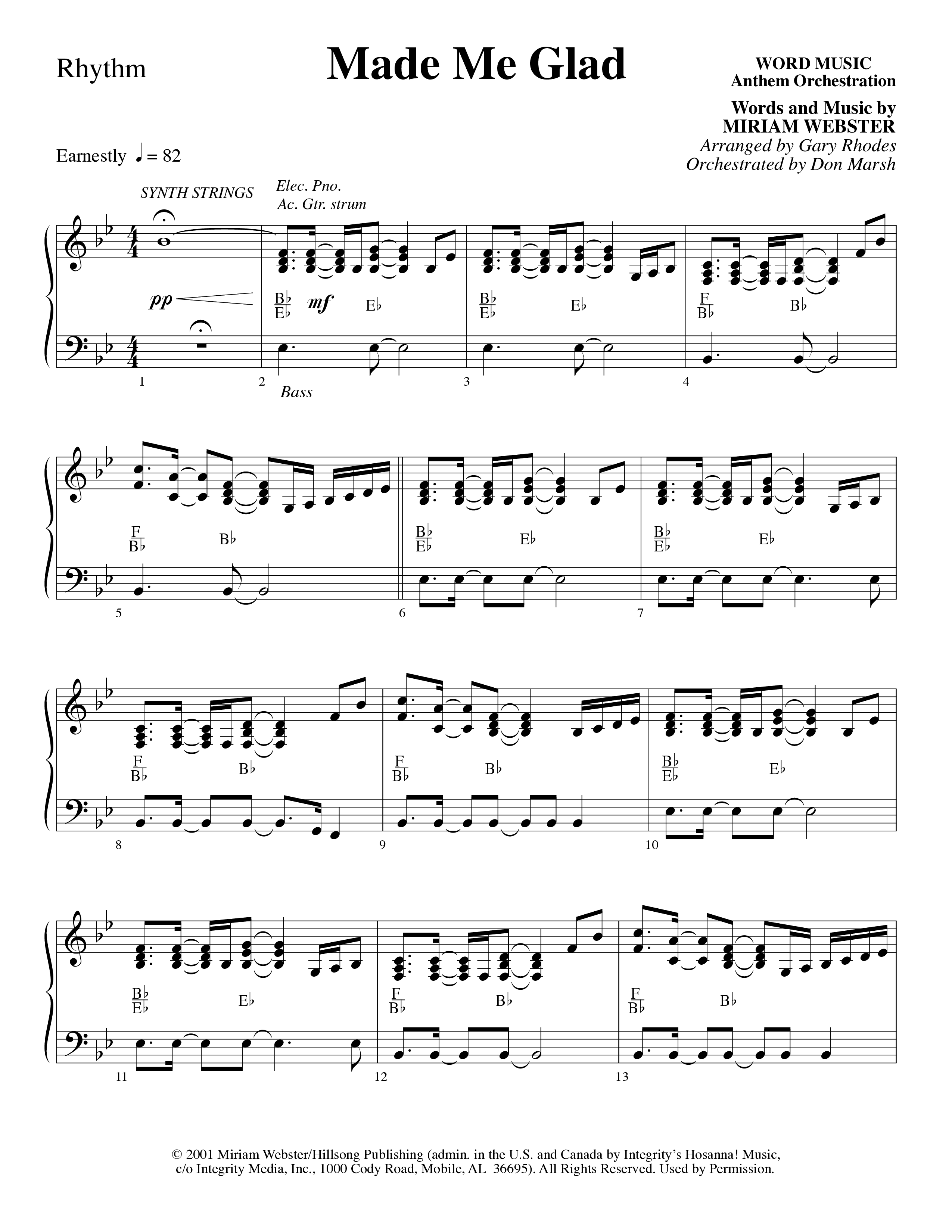 Made Me Glad (Choral Anthem SATB) Rhythm Chart (Word Music Choral / Arr. Gary Rhodes / Orch. Don Marsh)