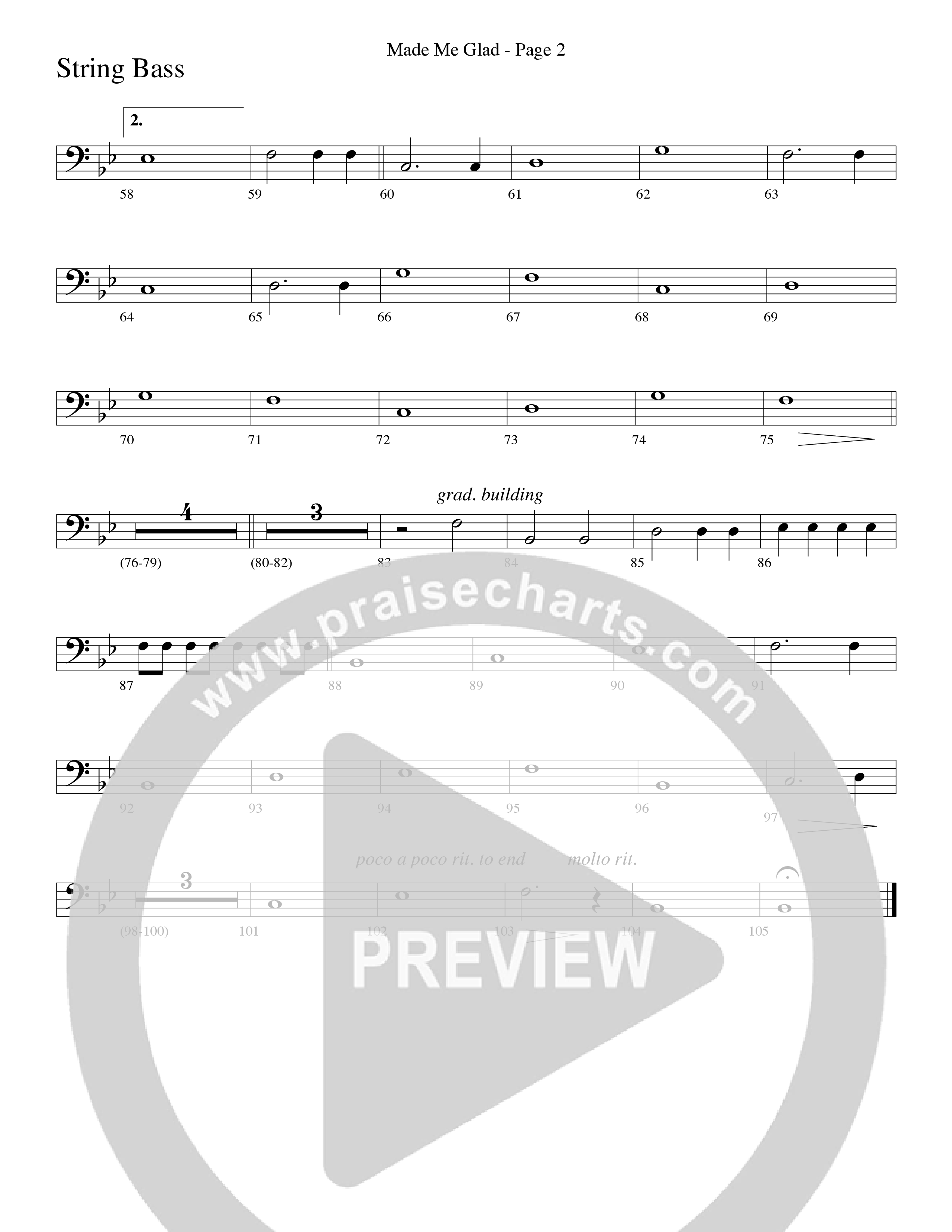 Made Me Glad (Choral Anthem SATB) String Bass (Word Music Choral / Arr. Gary Rhodes / Orch. Don Marsh)