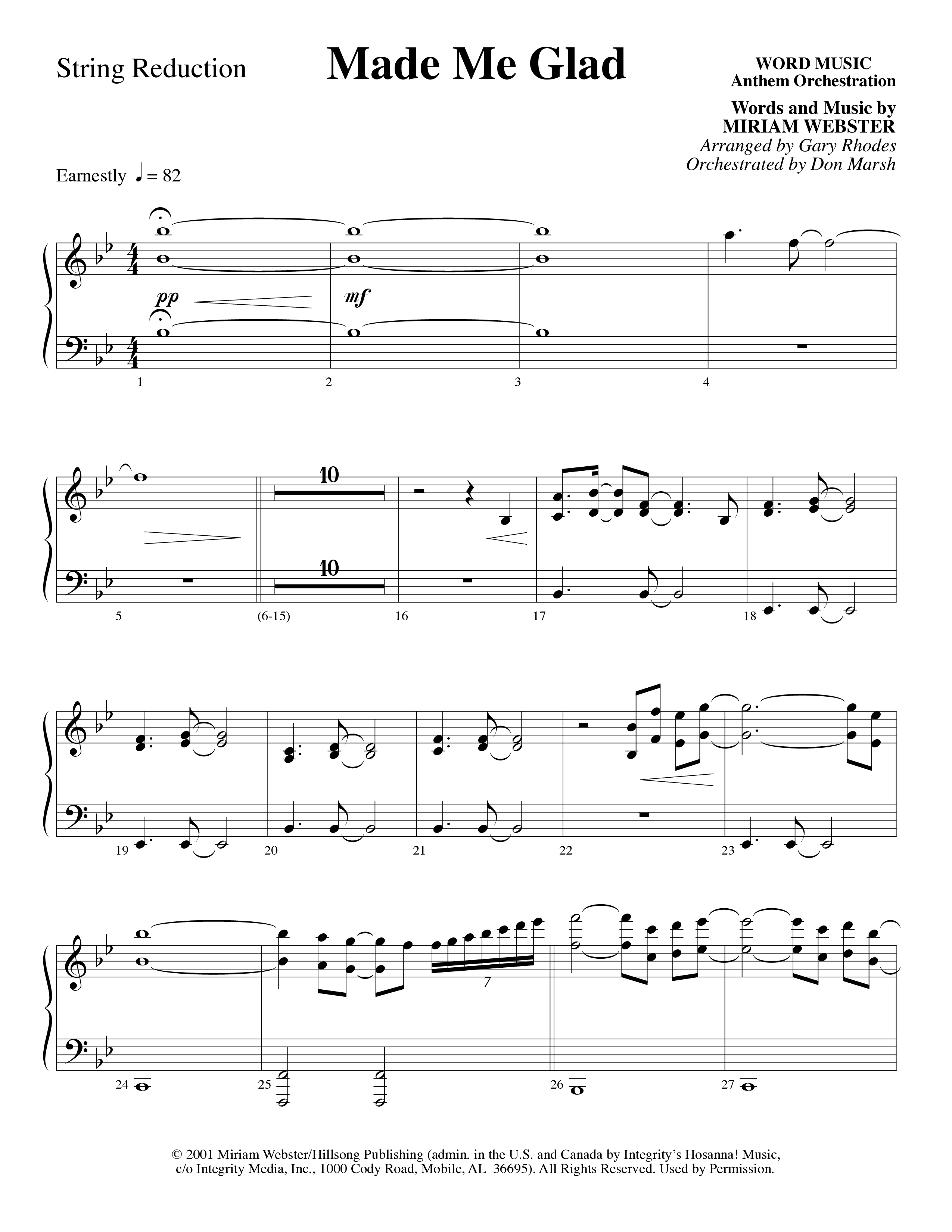 Made Me Glad (Choral Anthem SATB) String Reduction (Word Music Choral / Arr. Gary Rhodes / Orch. Don Marsh)