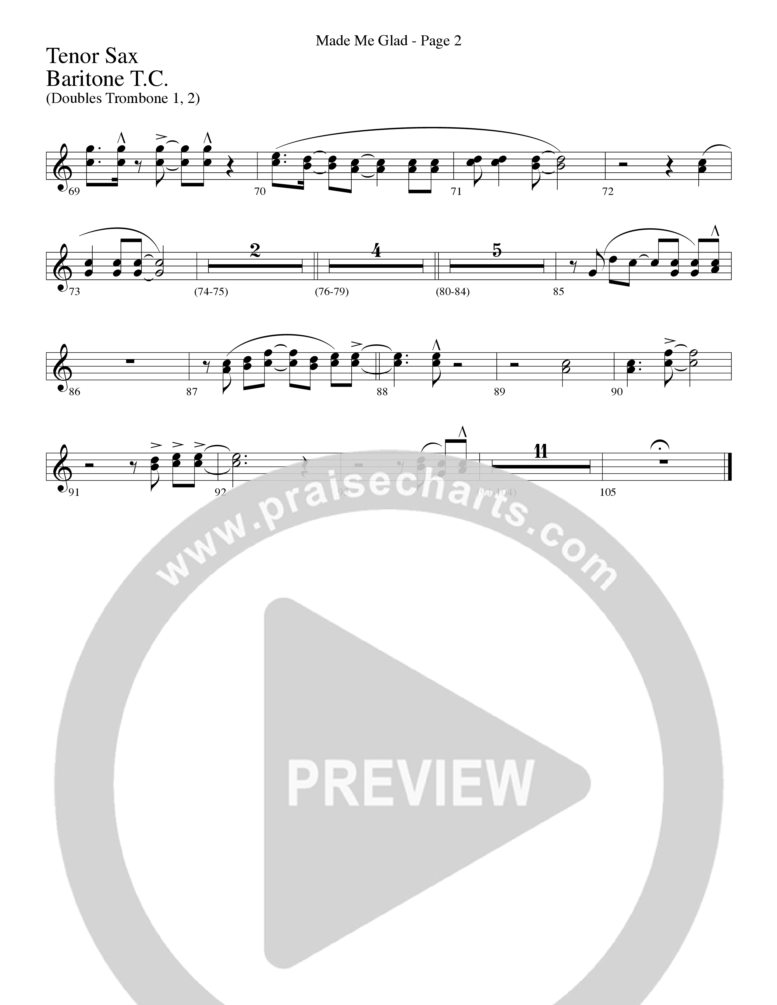 Made Me Glad (Choral Anthem SATB) Tenor Sax/Baritone T.C. (Word Music Choral / Arr. Gary Rhodes / Orch. Don Marsh)