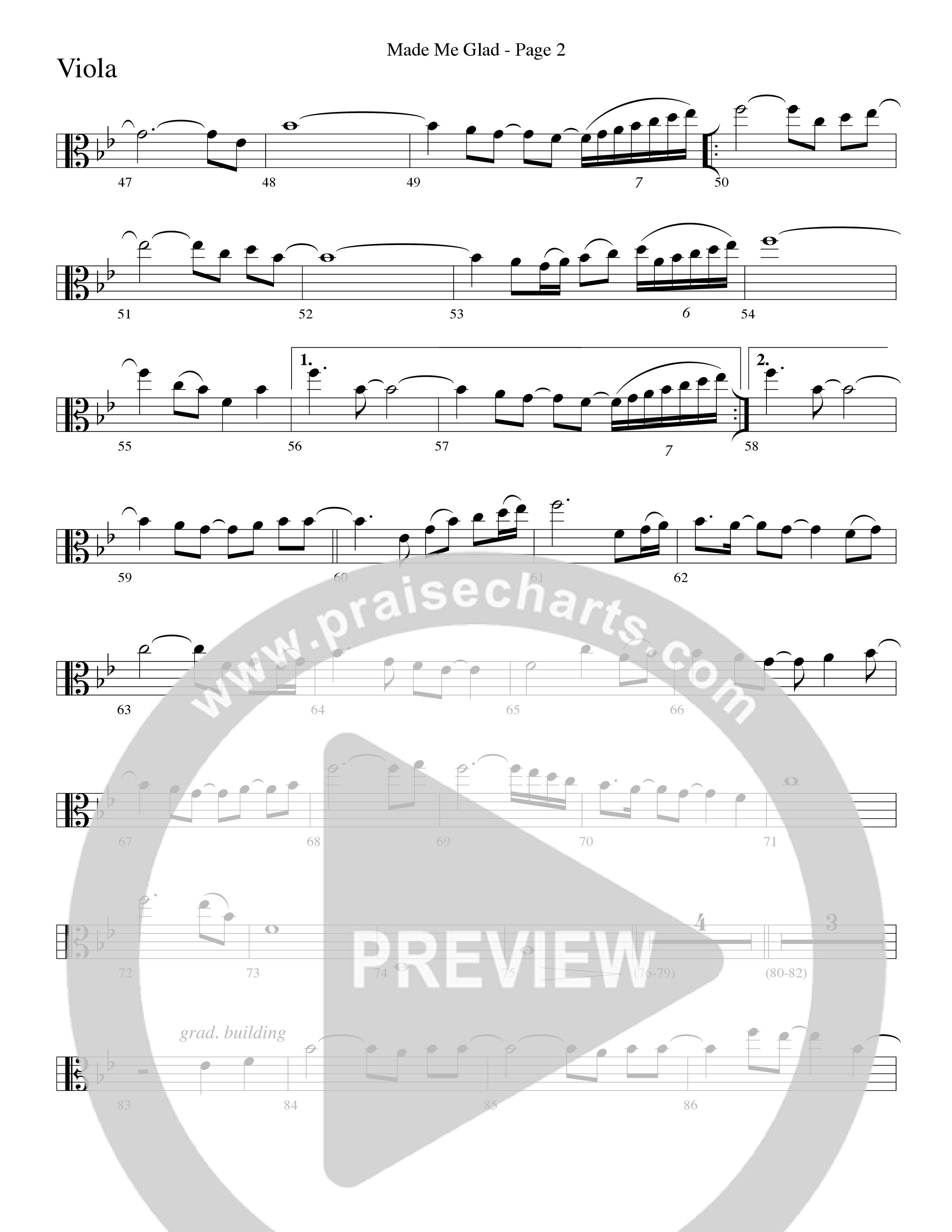 Made Me Glad (Choral Anthem SATB) Viola (Word Music Choral / Arr. Gary Rhodes / Orch. Don Marsh)