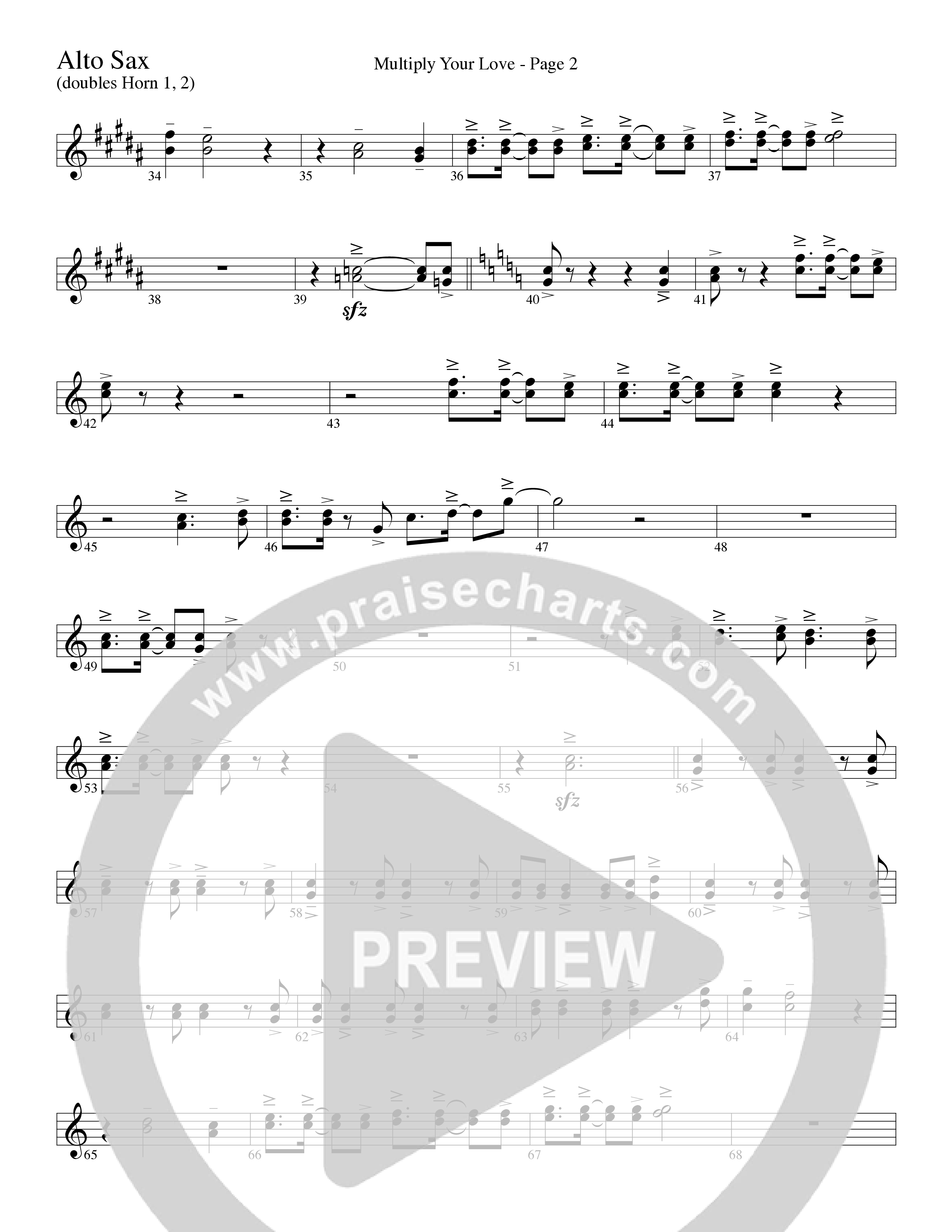 Multiply Your Love (Choral Anthem SATB) Alto Sax (Word Music Choral / Arr. David Clydesdale)