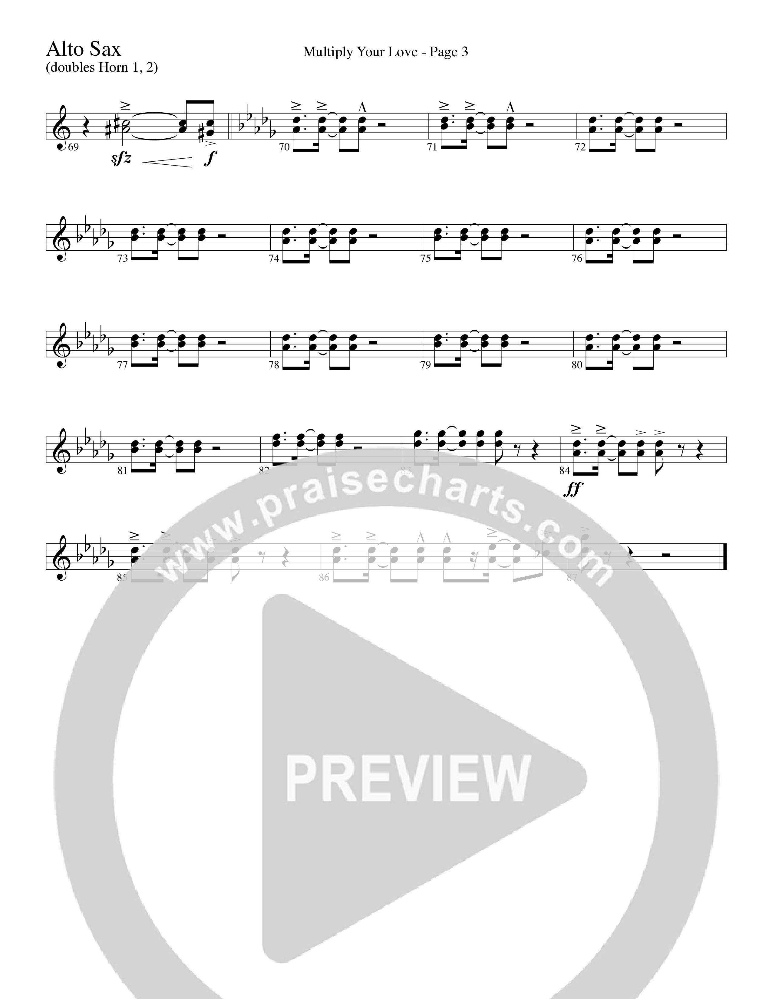 Multiply Your Love (Choral Anthem SATB) Alto Sax (Word Music Choral / Arr. David Clydesdale)
