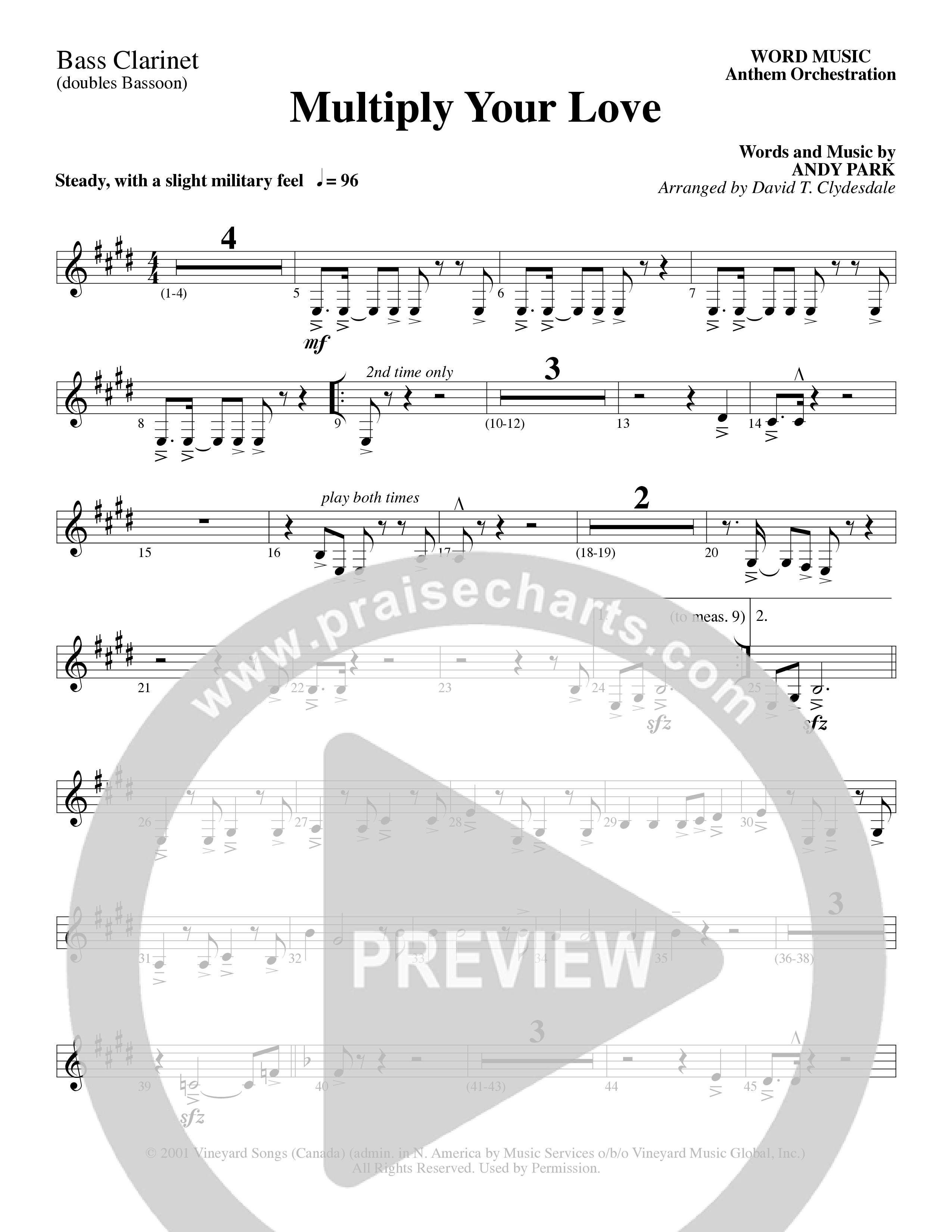Multiply Your Love (Choral Anthem SATB) Bass Clarinet (Word Music Choral / Arr. David Clydesdale)