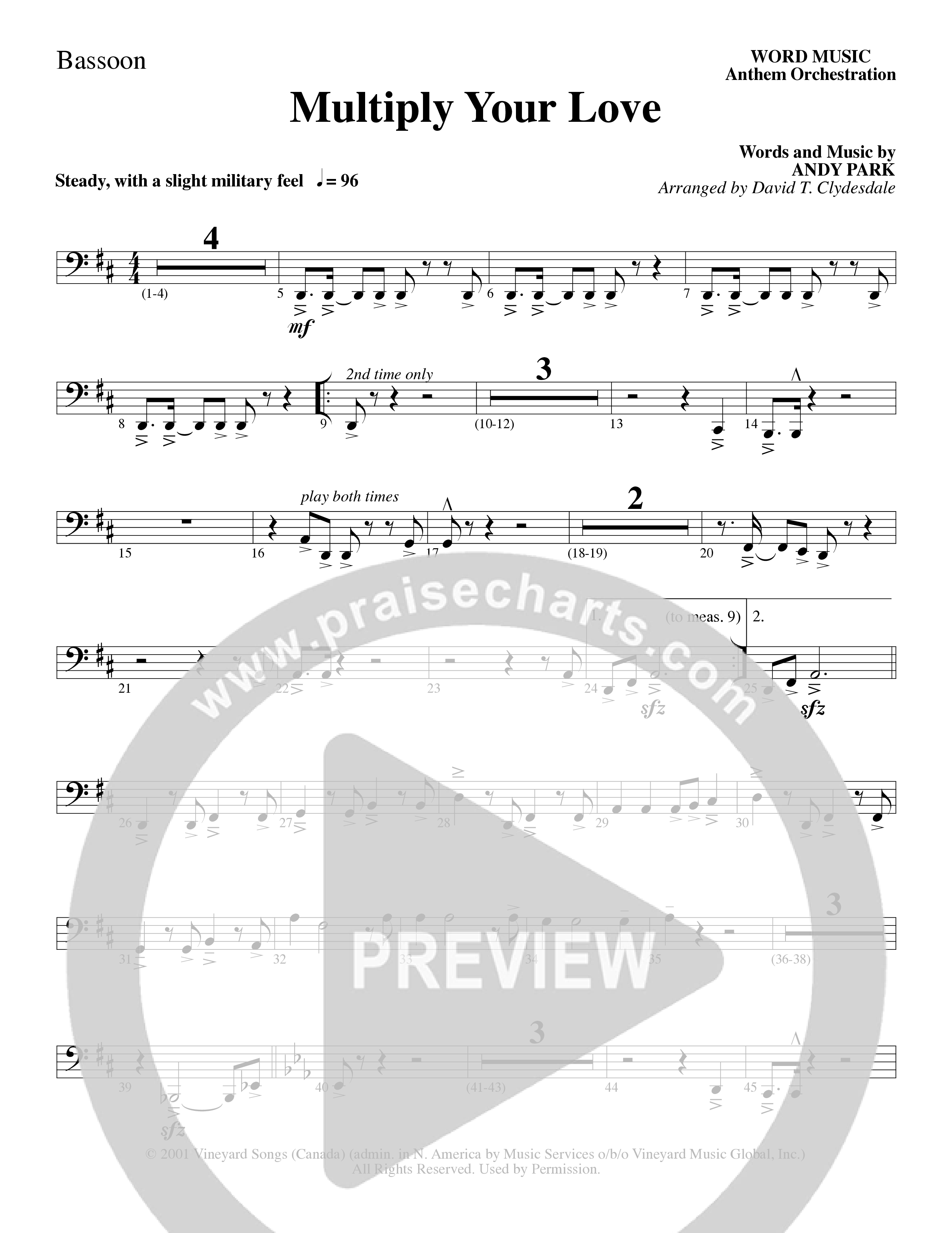 Multiply Your Love (Choral Anthem SATB) Bassoon (Word Music Choral / Arr. David Clydesdale)