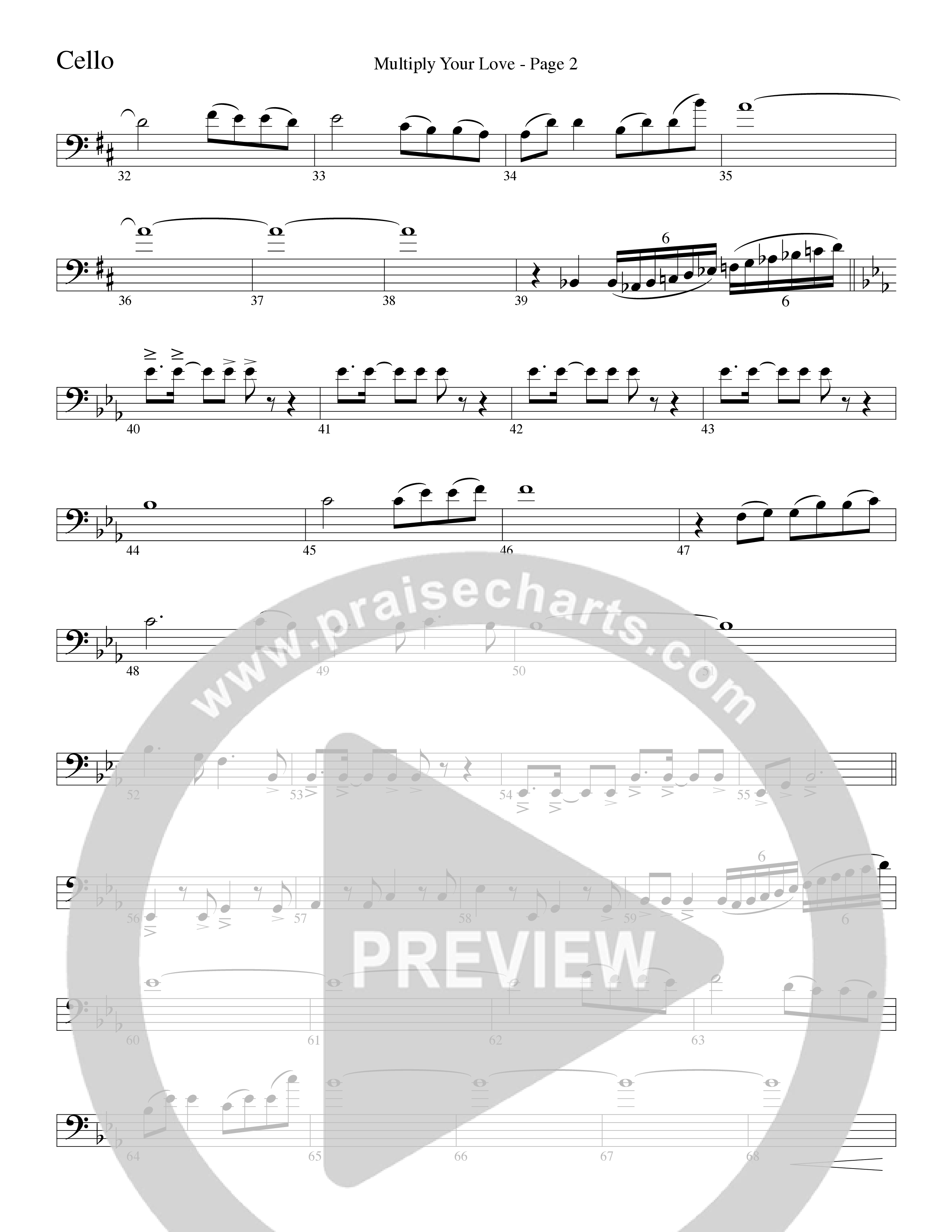 Multiply Your Love (Choral Anthem SATB) Cello (Word Music Choral / Arr. David Clydesdale)