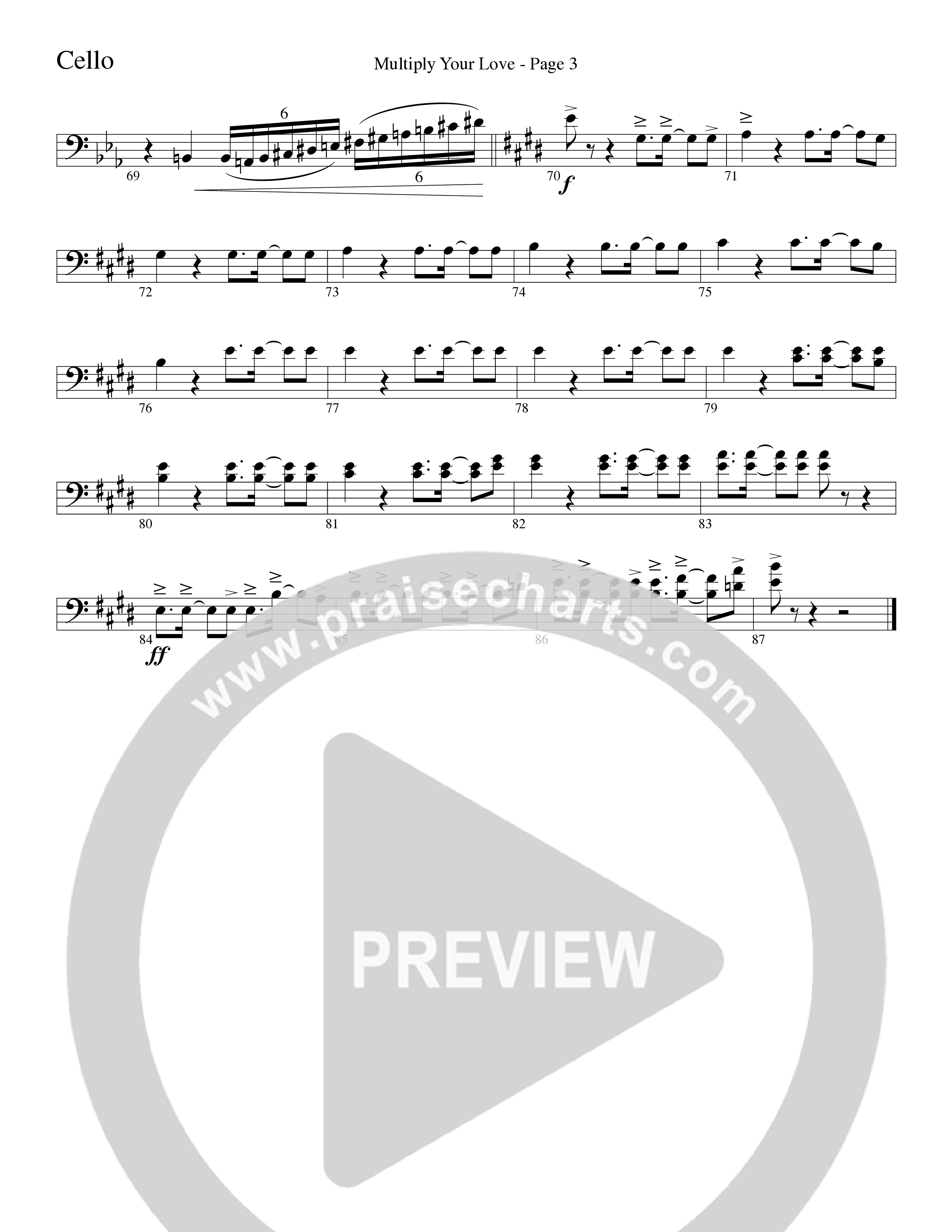Multiply Your Love (Choral Anthem SATB) Cello (Word Music Choral / Arr. David Clydesdale)