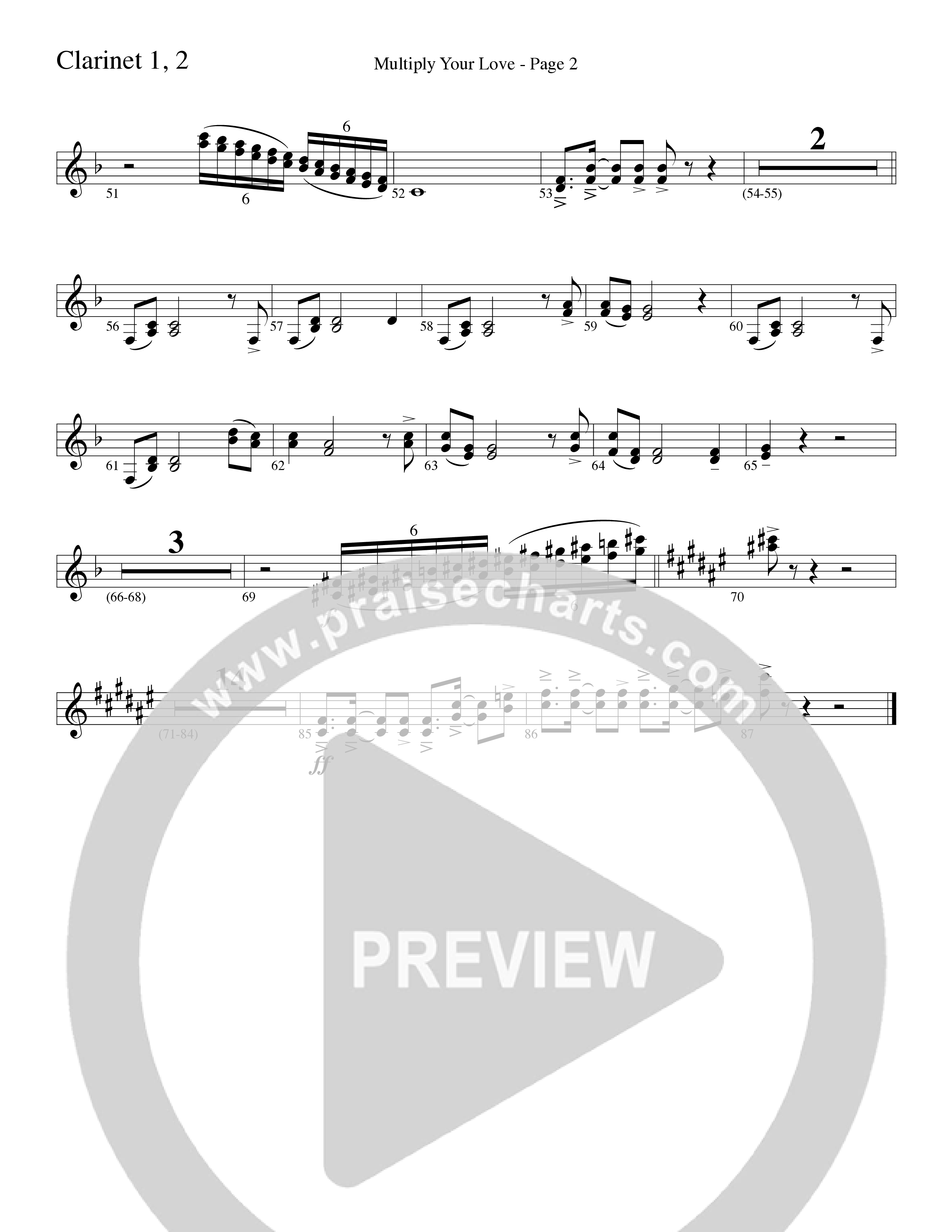 Multiply Your Love (Choral Anthem SATB) Clarinet 1/2 (Word Music Choral / Arr. David Clydesdale)